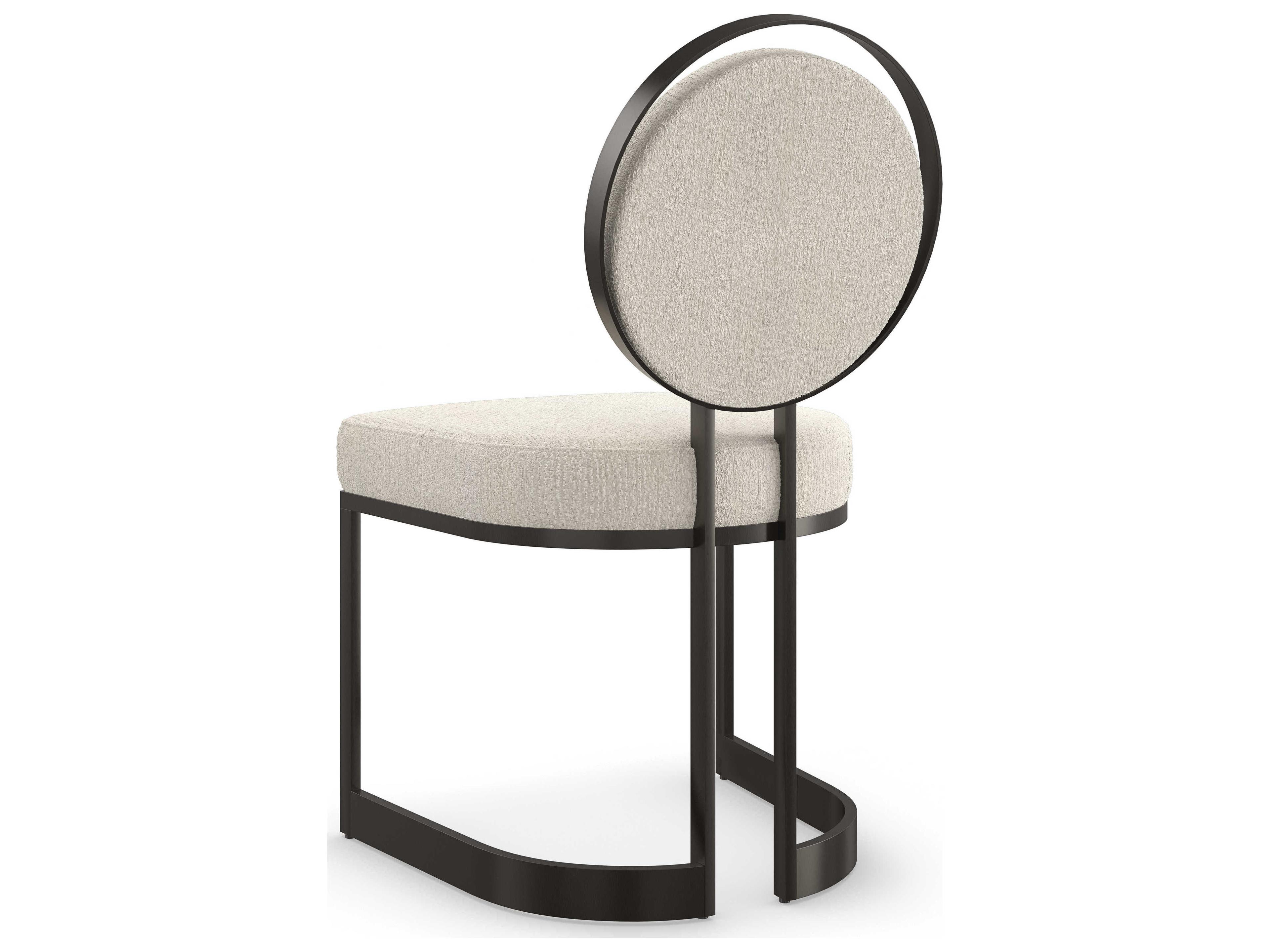 Caracole Classic La Lune Fabric Bronze Upholstered Side Dining Chair