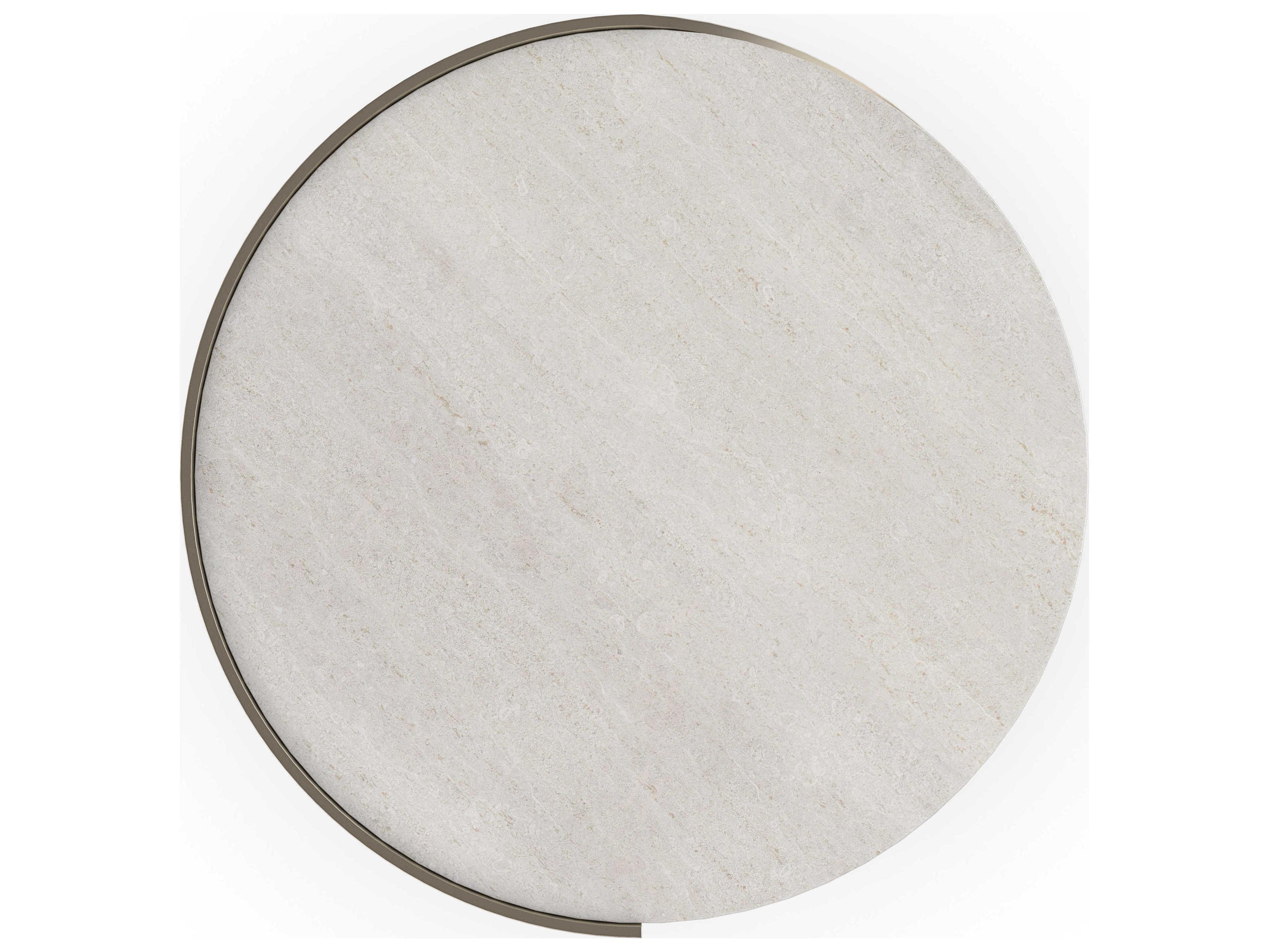 Caracole Classic Nautilus 20" Round Stone Taupe Silver Leaf Whisper Of Gold End Table