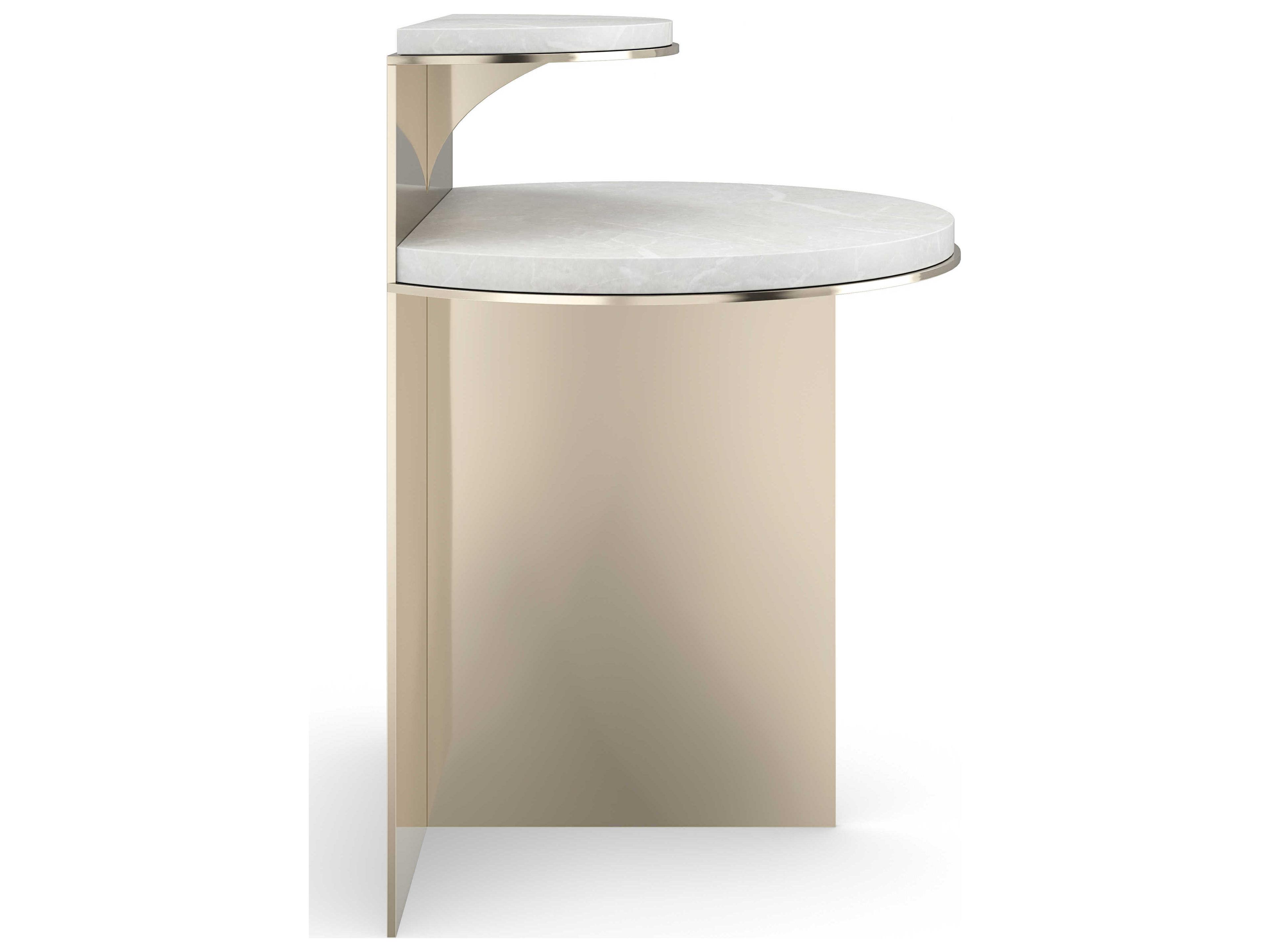 Caracole Classic Touche Light 21" Demilune Stone Whisper Of Gold End Table