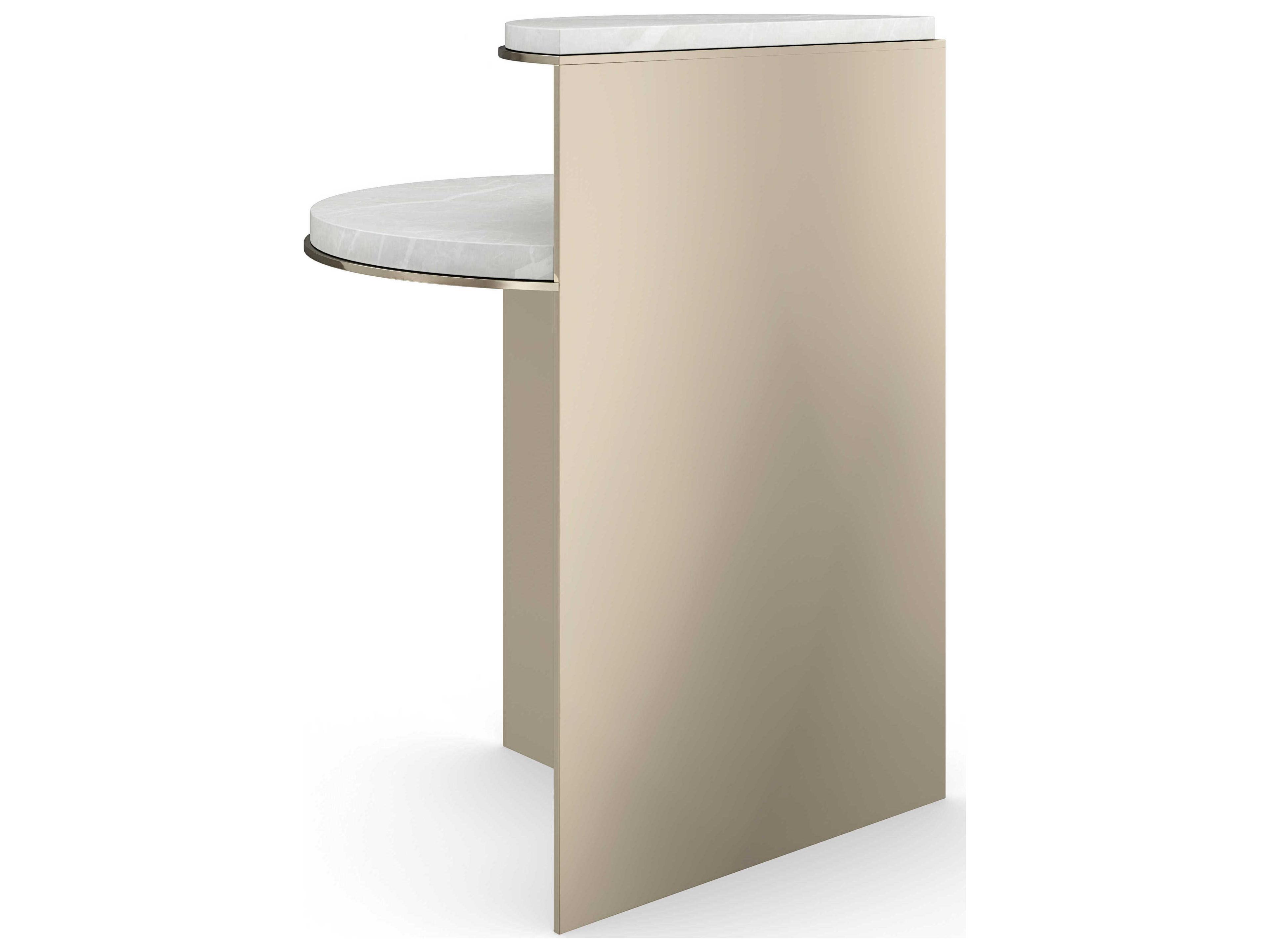 Caracole Classic Touche Light 21" Demilune Stone Whisper Of Gold End Table