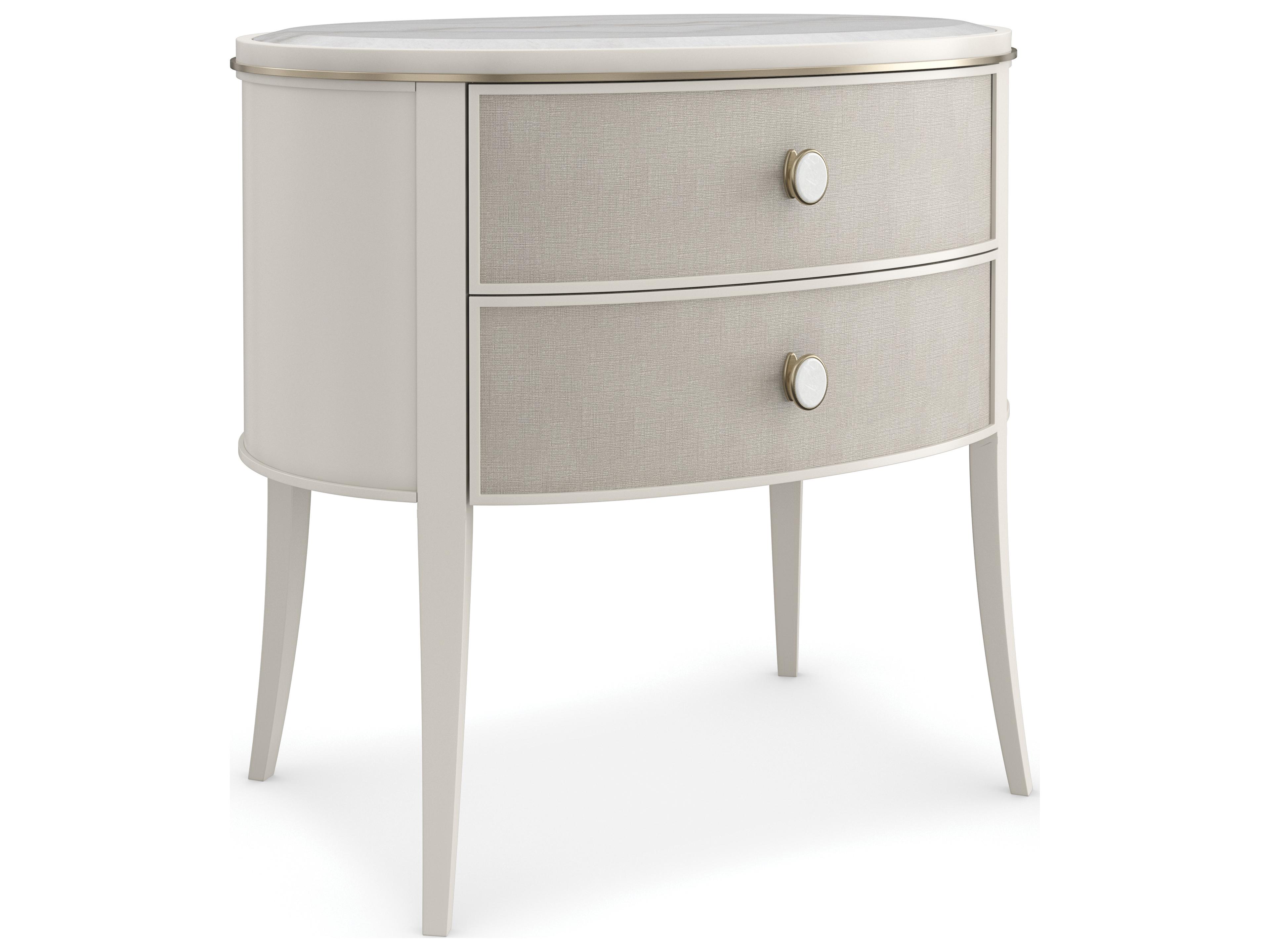 Caracole Classic Bruges 2-Drawers Gray Acacia Wood Nightstand
