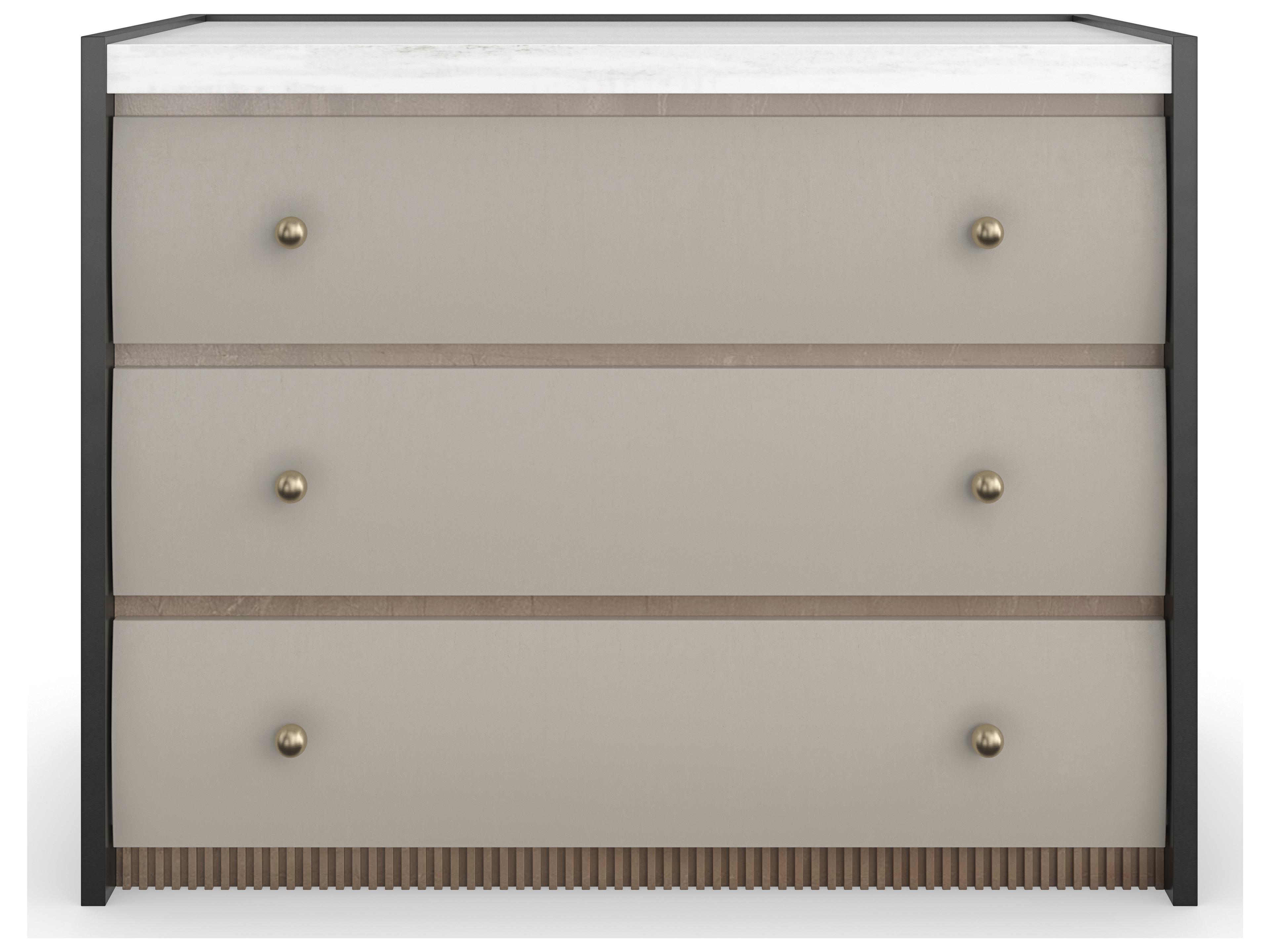 Caracole Classic Avignon 3-Drawers Beige Acacia Wood Nightstand