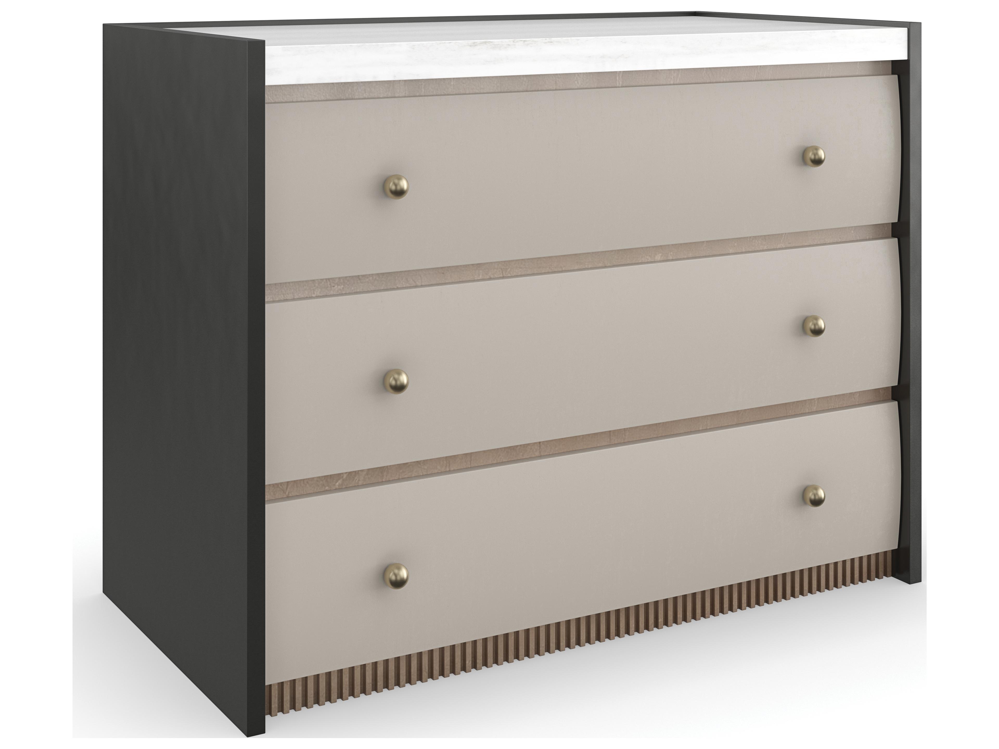 Caracole Classic Avignon 3-Drawers Beige Acacia Wood Nightstand