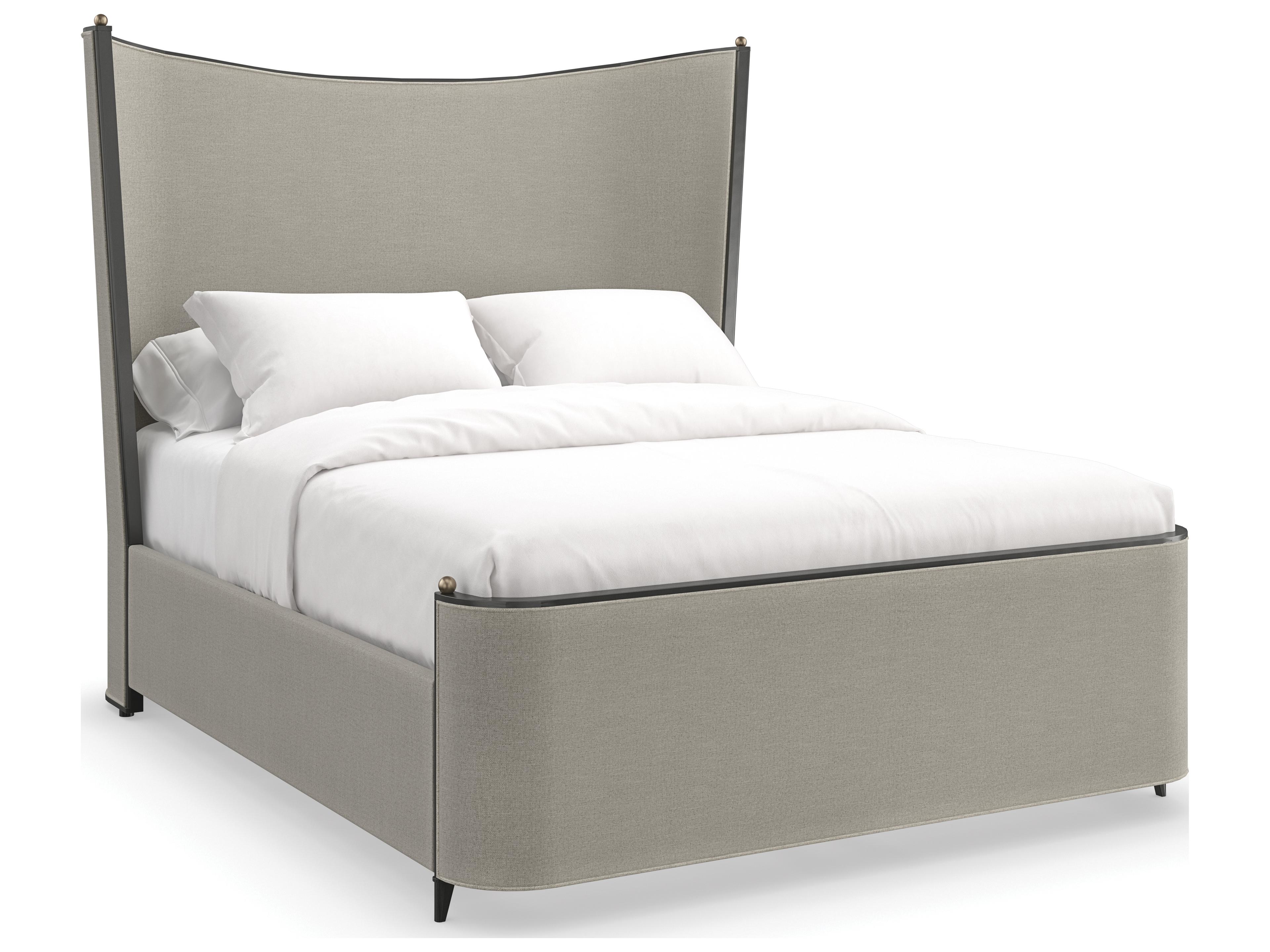 Caracole Classic Provence Gray Hardwood Upholstered Queen Platform Bed