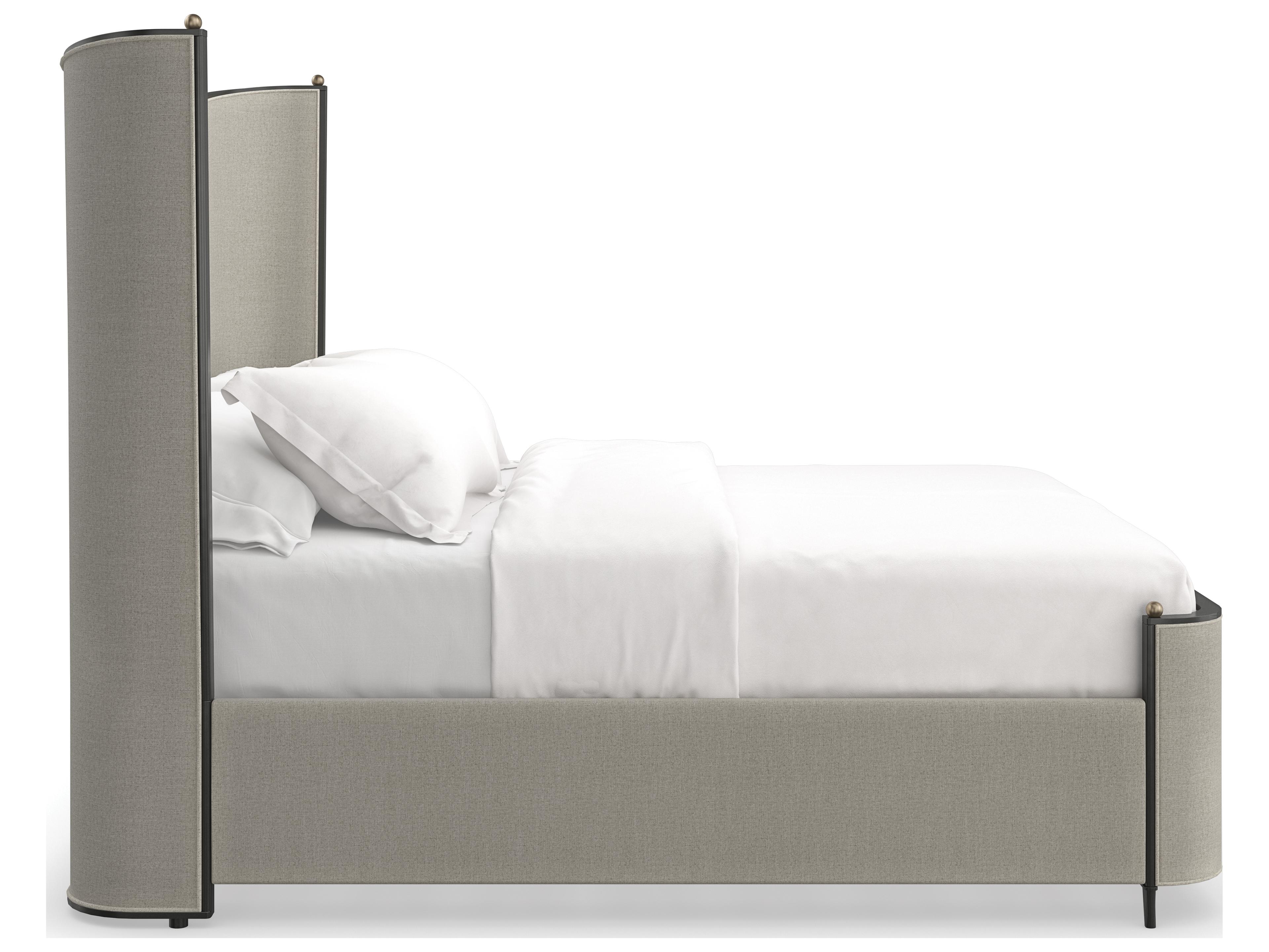 Caracole Classic Provence Gray Hardwood Upholstered Queen Platform Bed