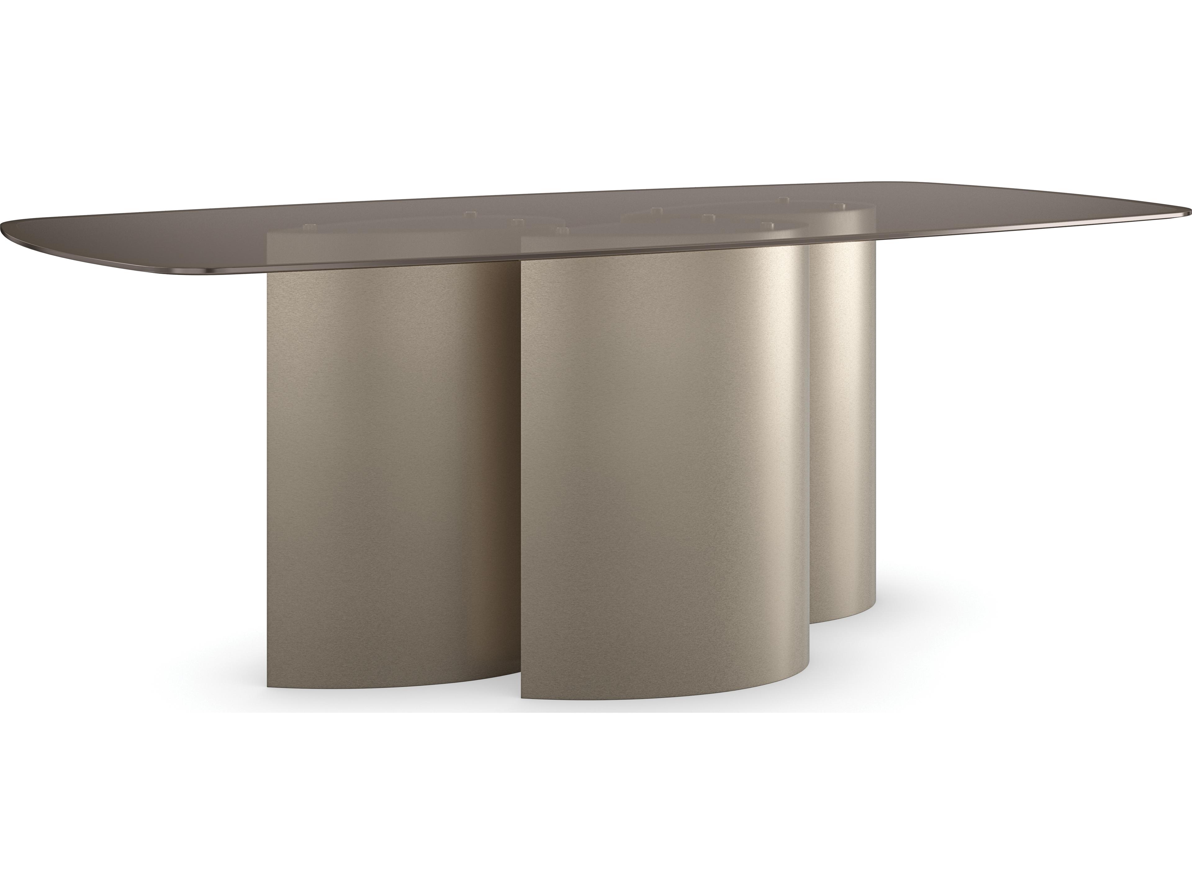 Caracole Classic Aphelion Rectangular Glass Brushed Whisper Of Gold Dining Table