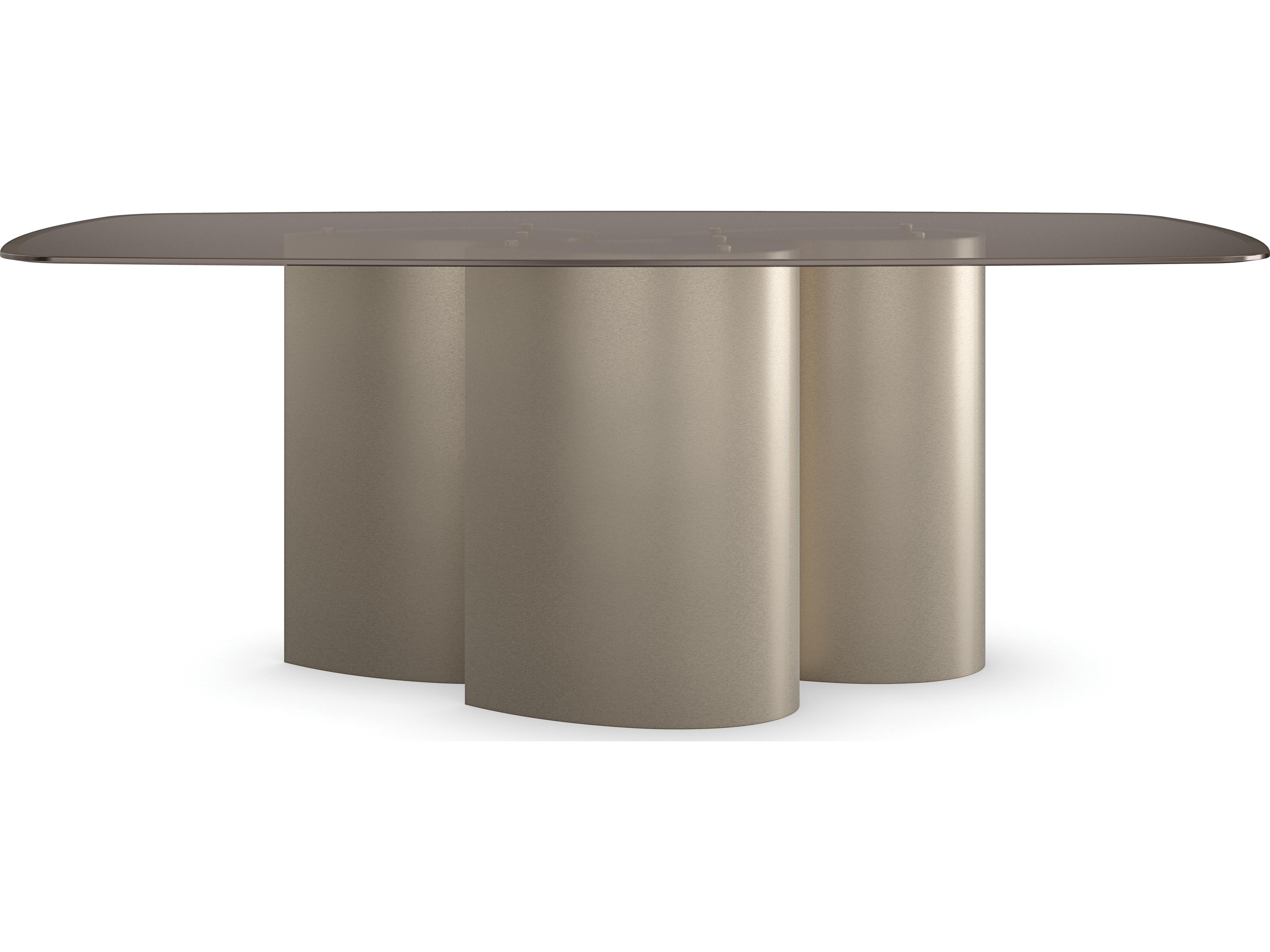 Caracole Classic Aphelion Rectangular Glass Brushed Whisper Of Gold Dining Table