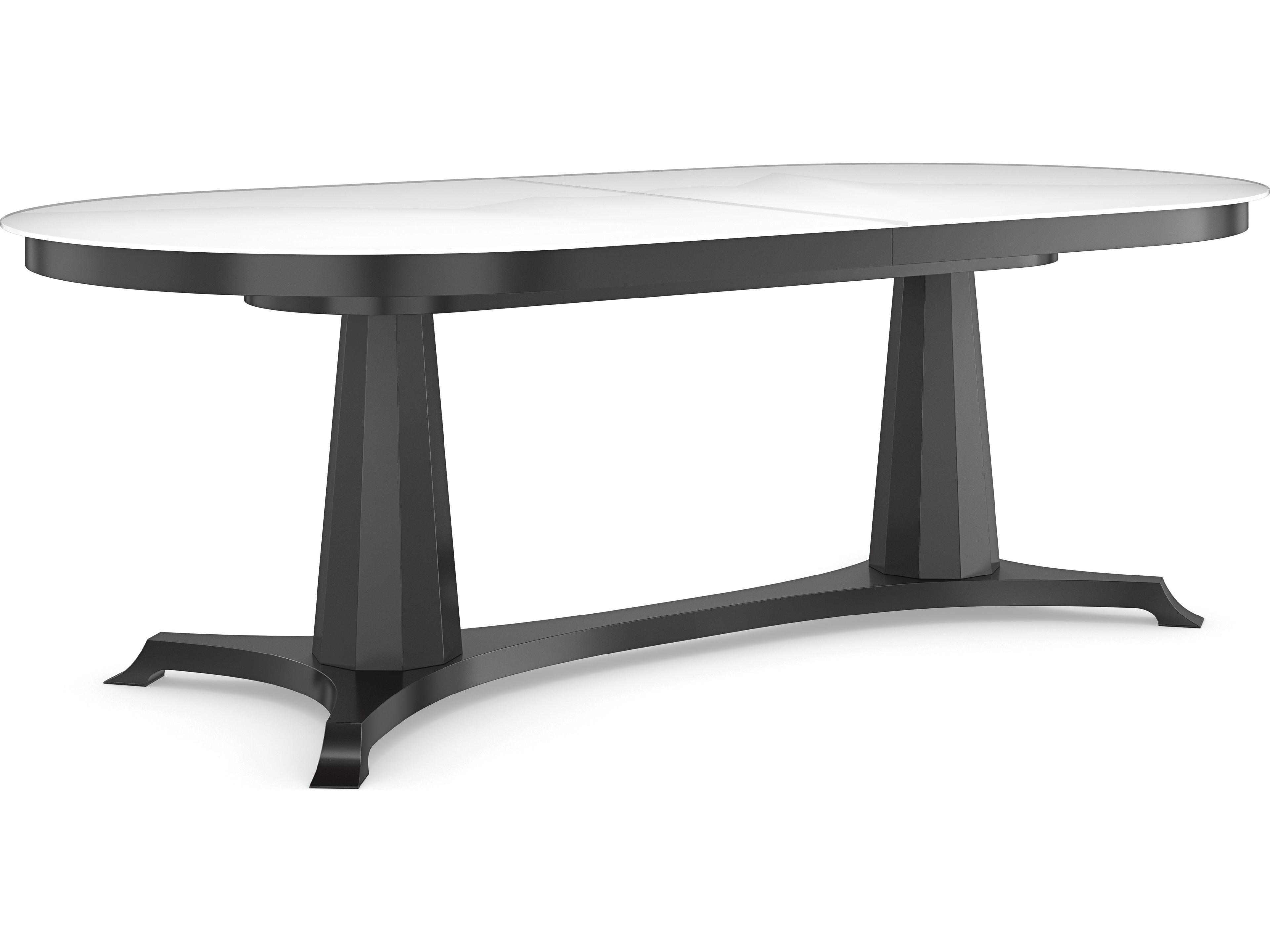 Classic Bordeaux Oval Glass Almost Black Dining Table