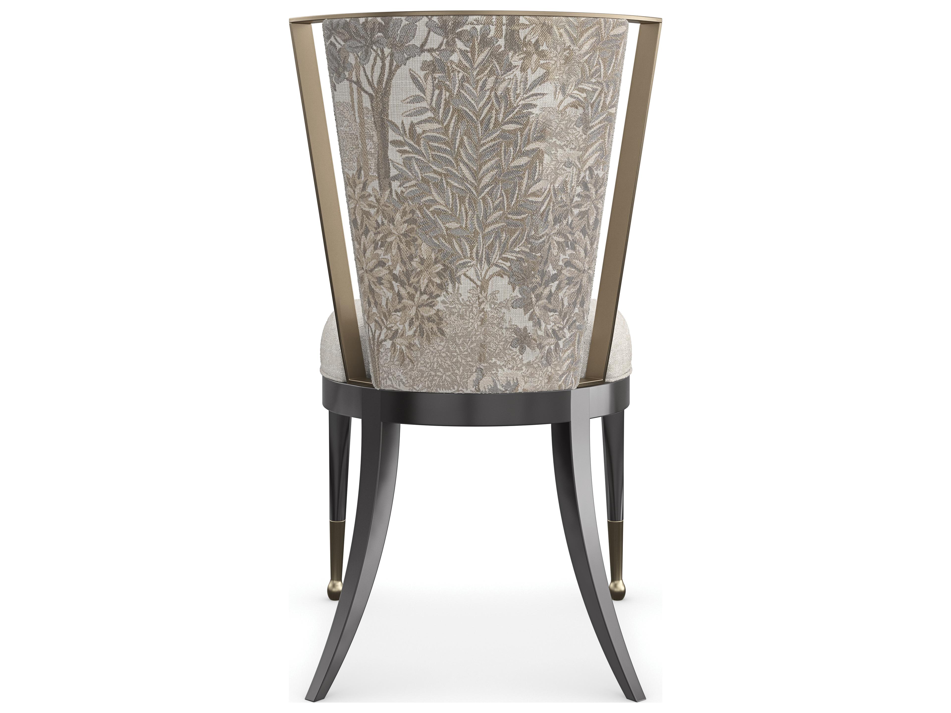Caracole Classic Astoria Hardwood Gray Upholstered Arm Dining Chair