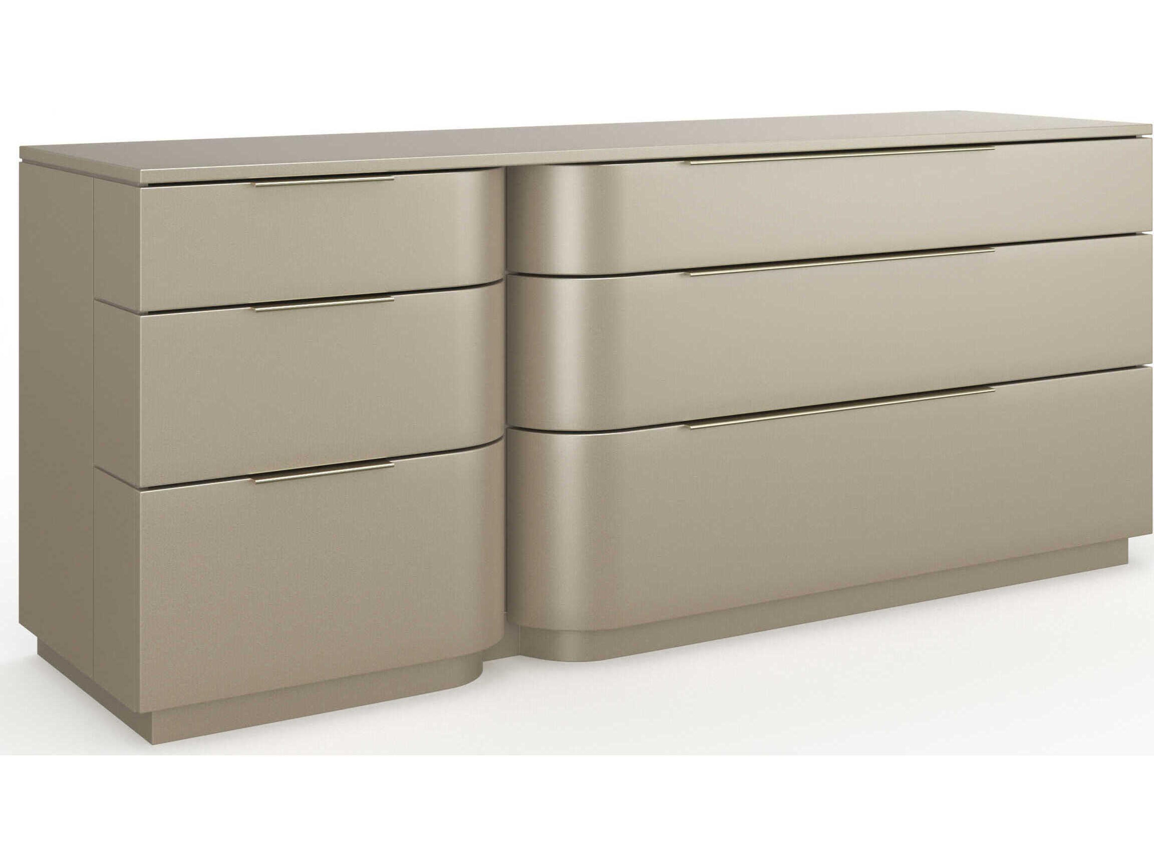 Oblique 6-Drawers Hardwood Double Dresser