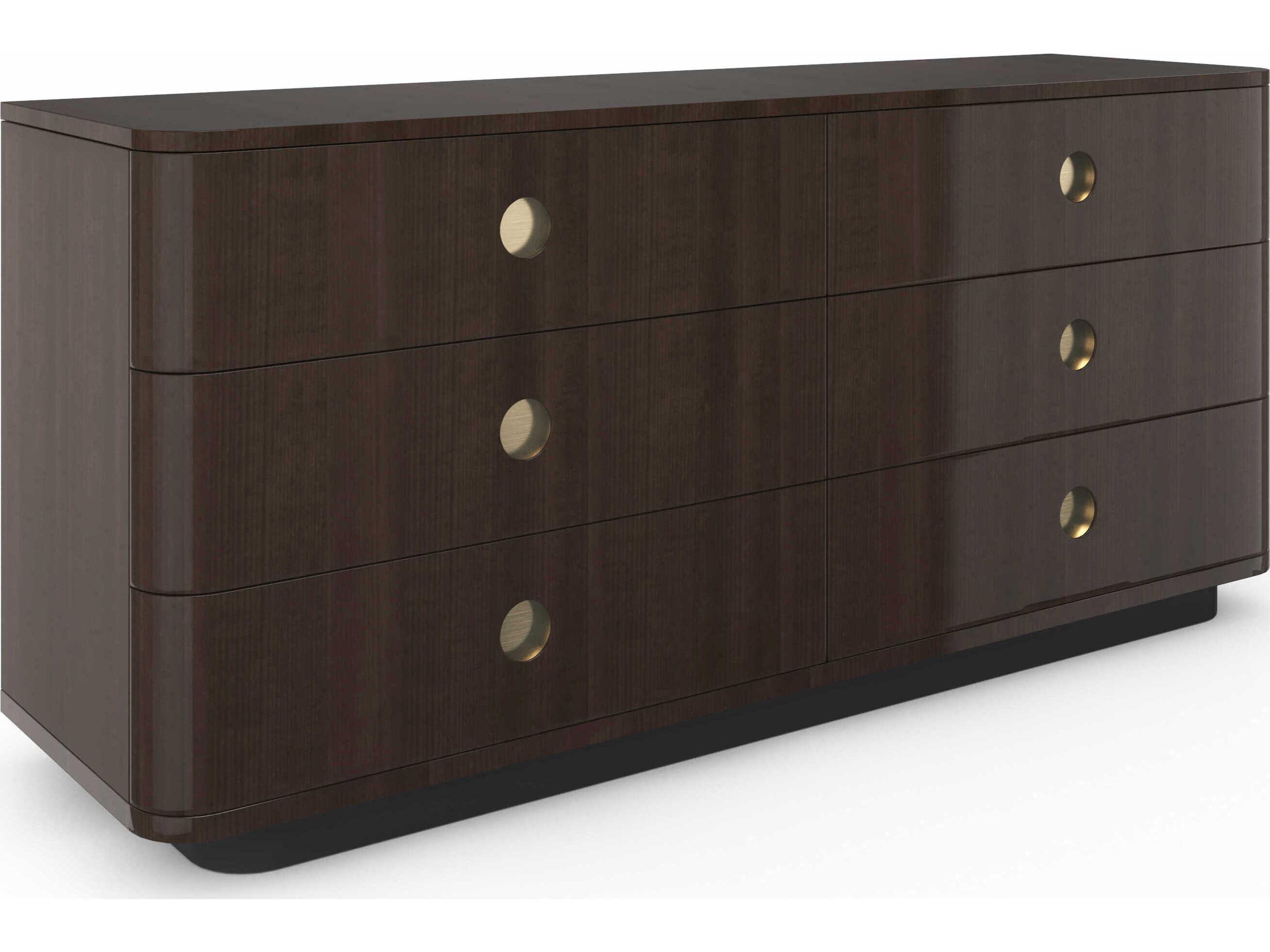 Bachelor 6-Drawers Brown Hardwood Double Dresser