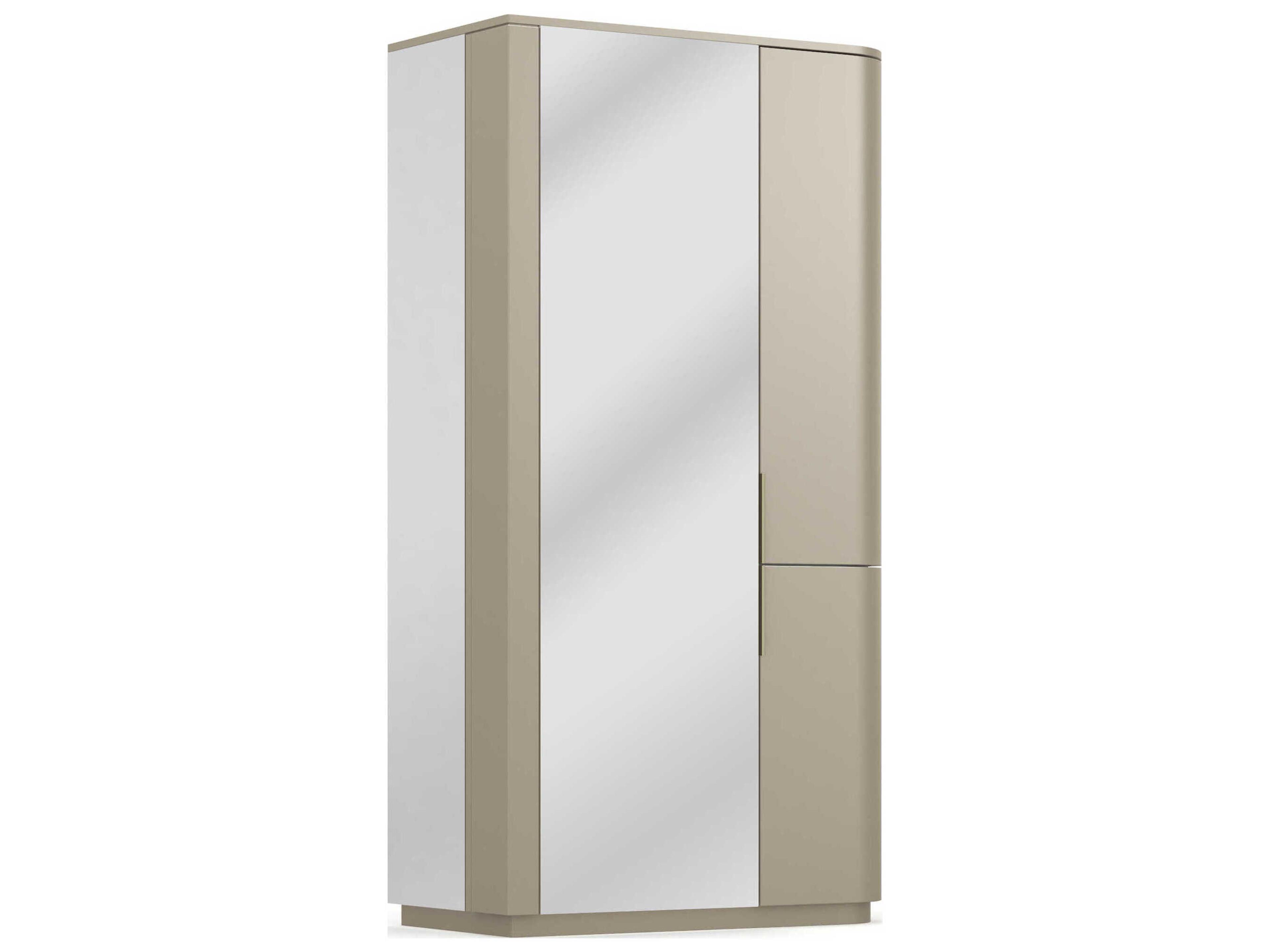 Oblique Soft Silver Paint Gloss Hardwood Wardrobe Armoire