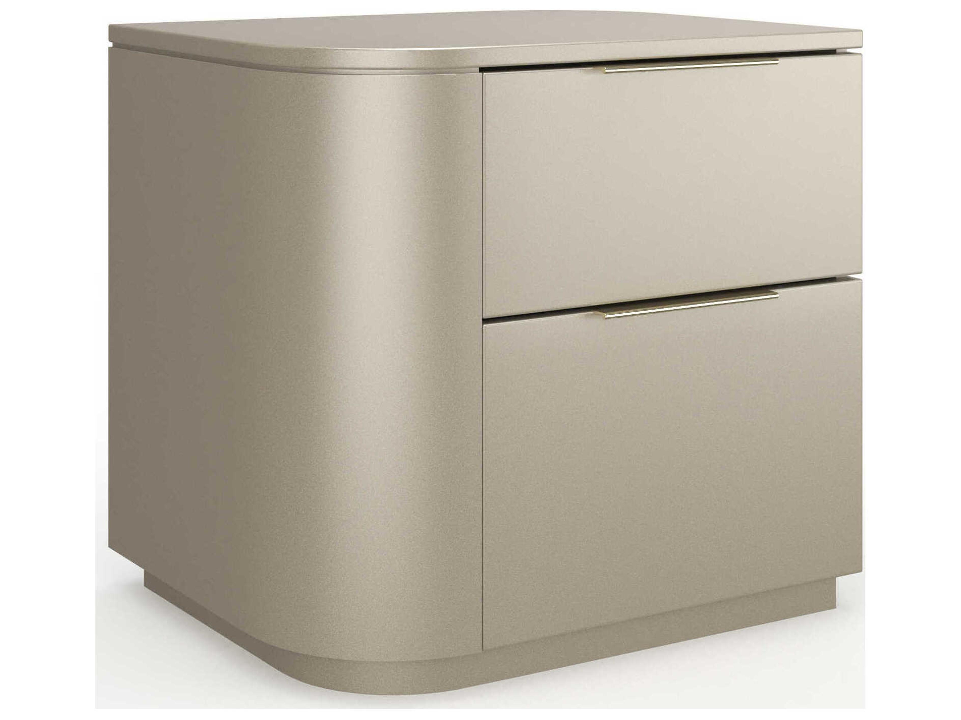 Oblique 2-Drawers Hardwood Nightstand