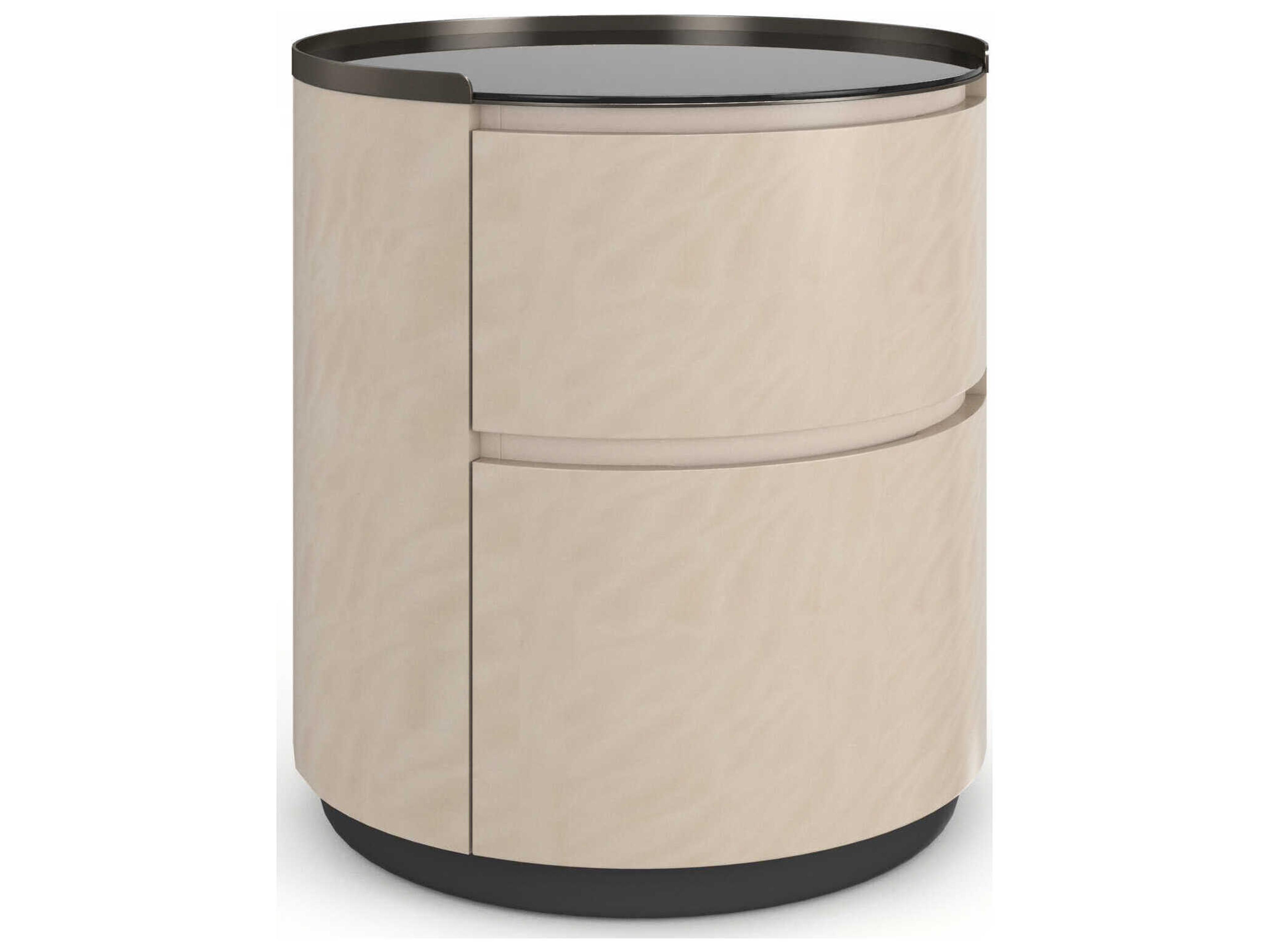 Muse 2-Drawers Beige Hardwood Nightstand