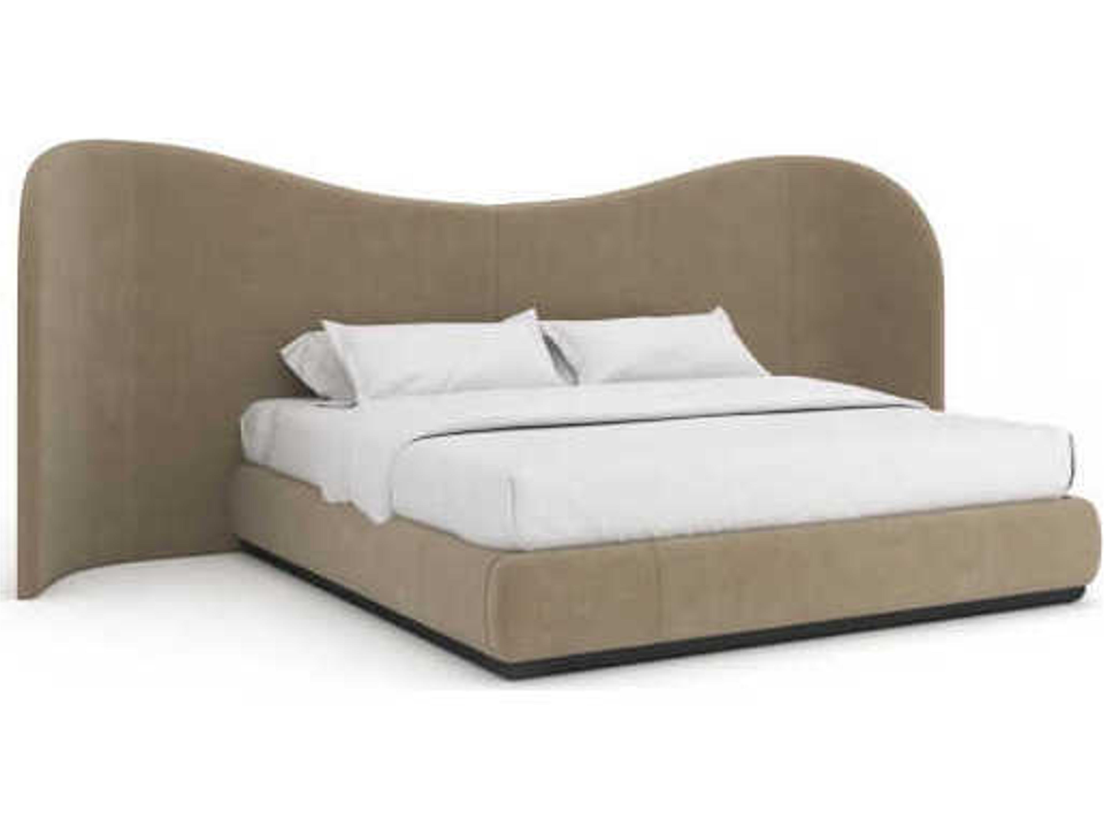 Caracole Clio Dark Chocolate Brown Hardwood Upholstered King Platform Bed