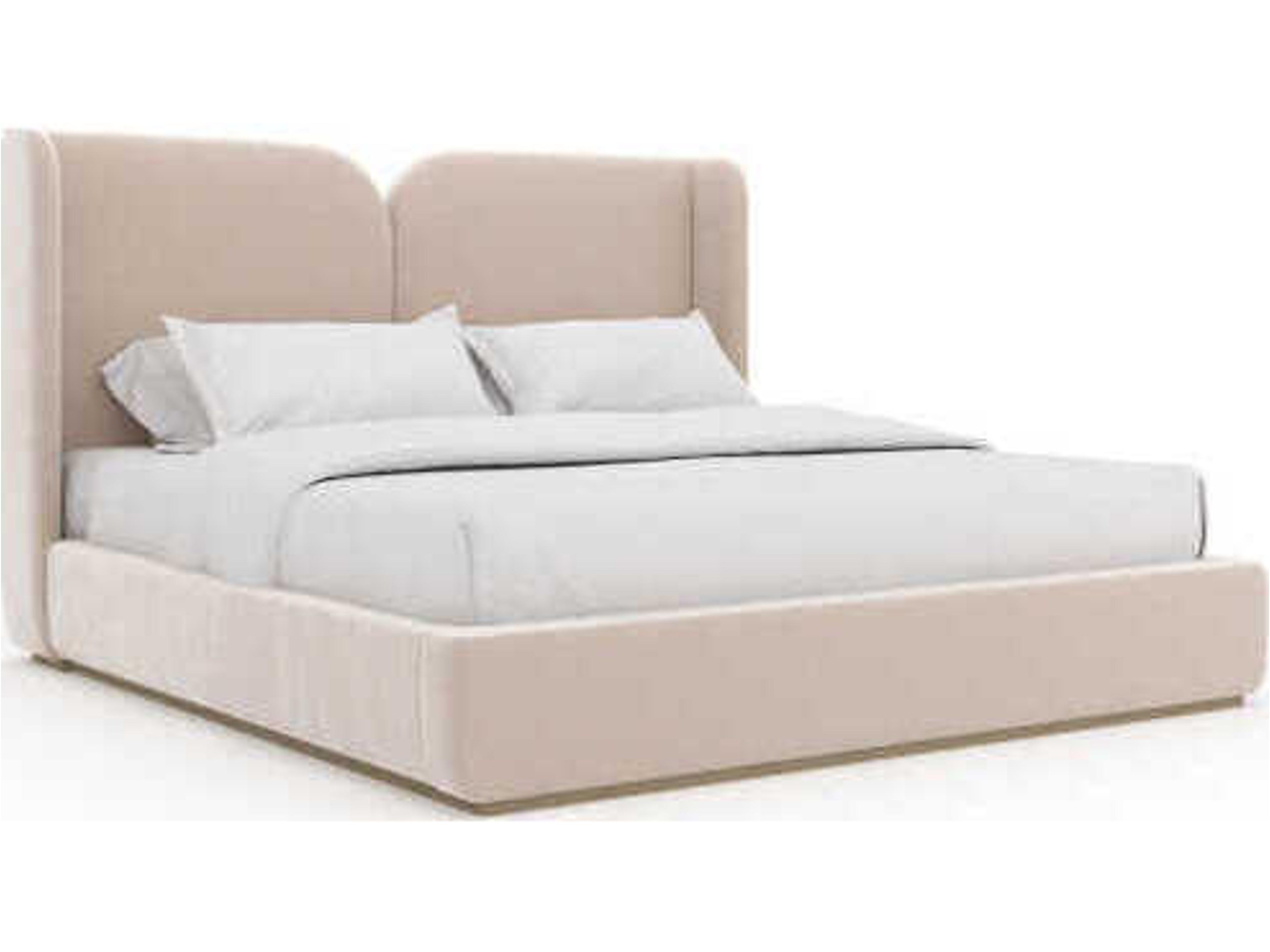 Oblique Soft Silver Paint Gloss Upholstered King Platform Bed