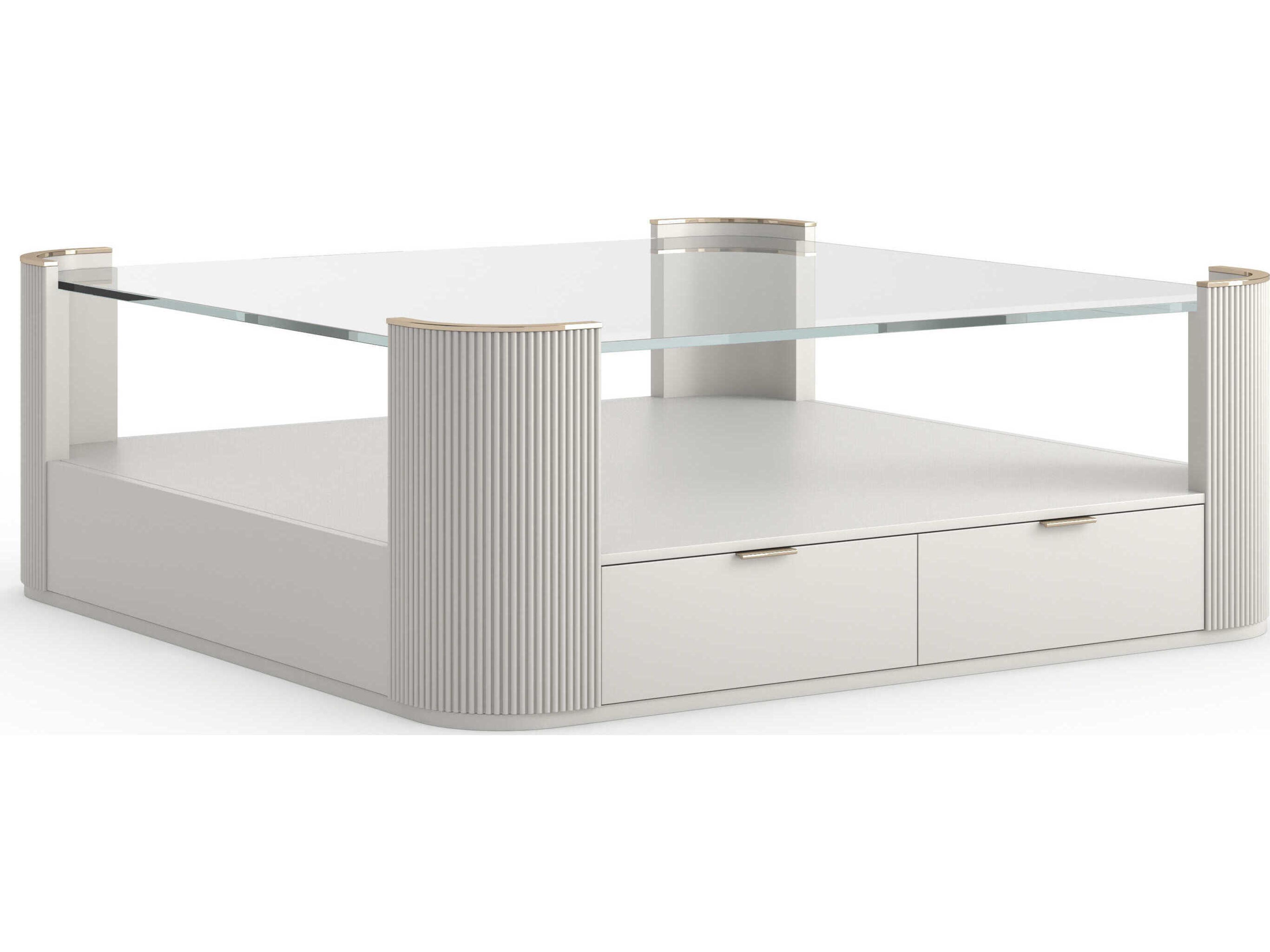 Love Square Glass Matte Pearl; Whisper Of Gold Coffee Table