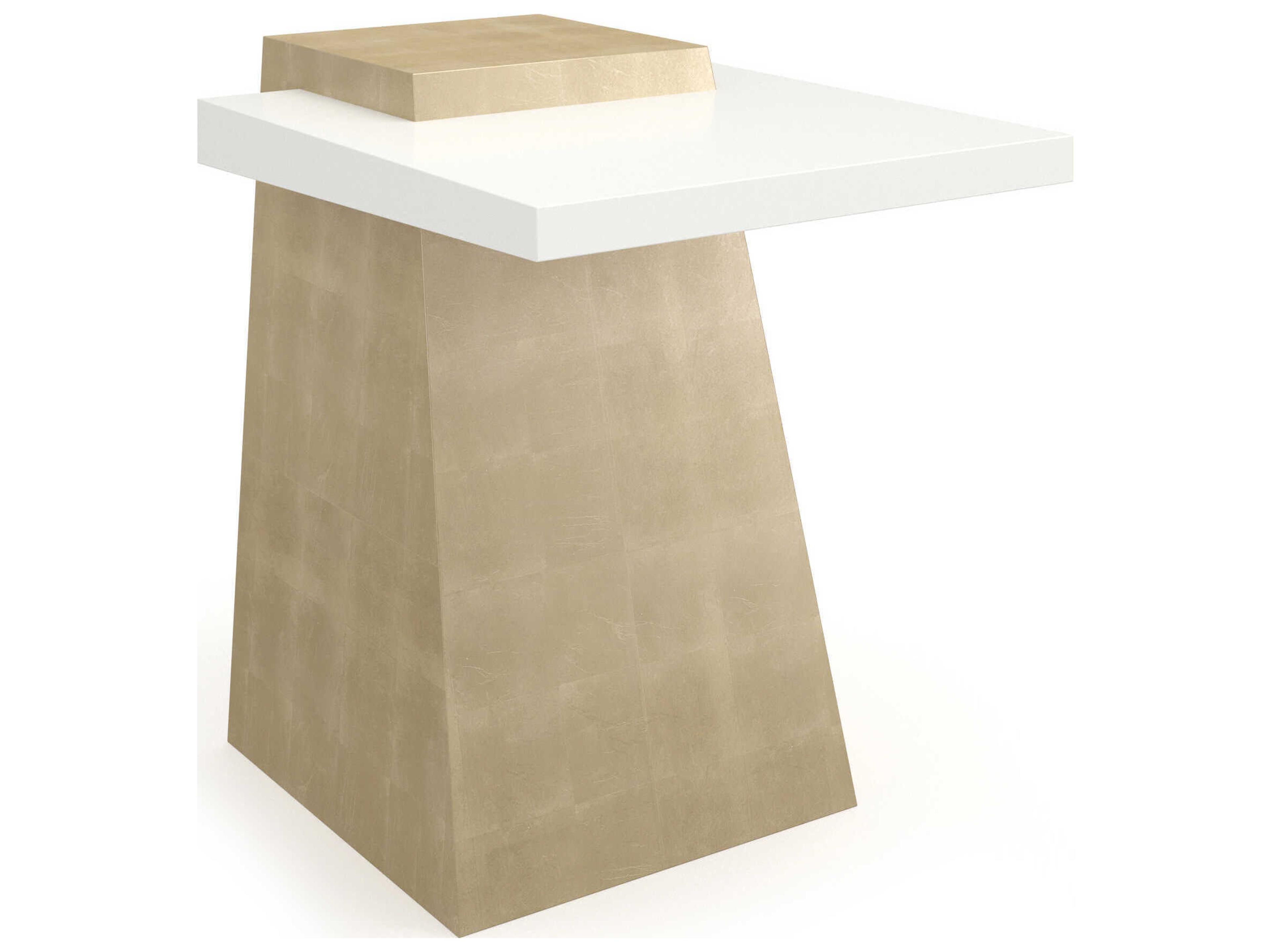 Caracole Plank Square Wood Almond Milk End Table