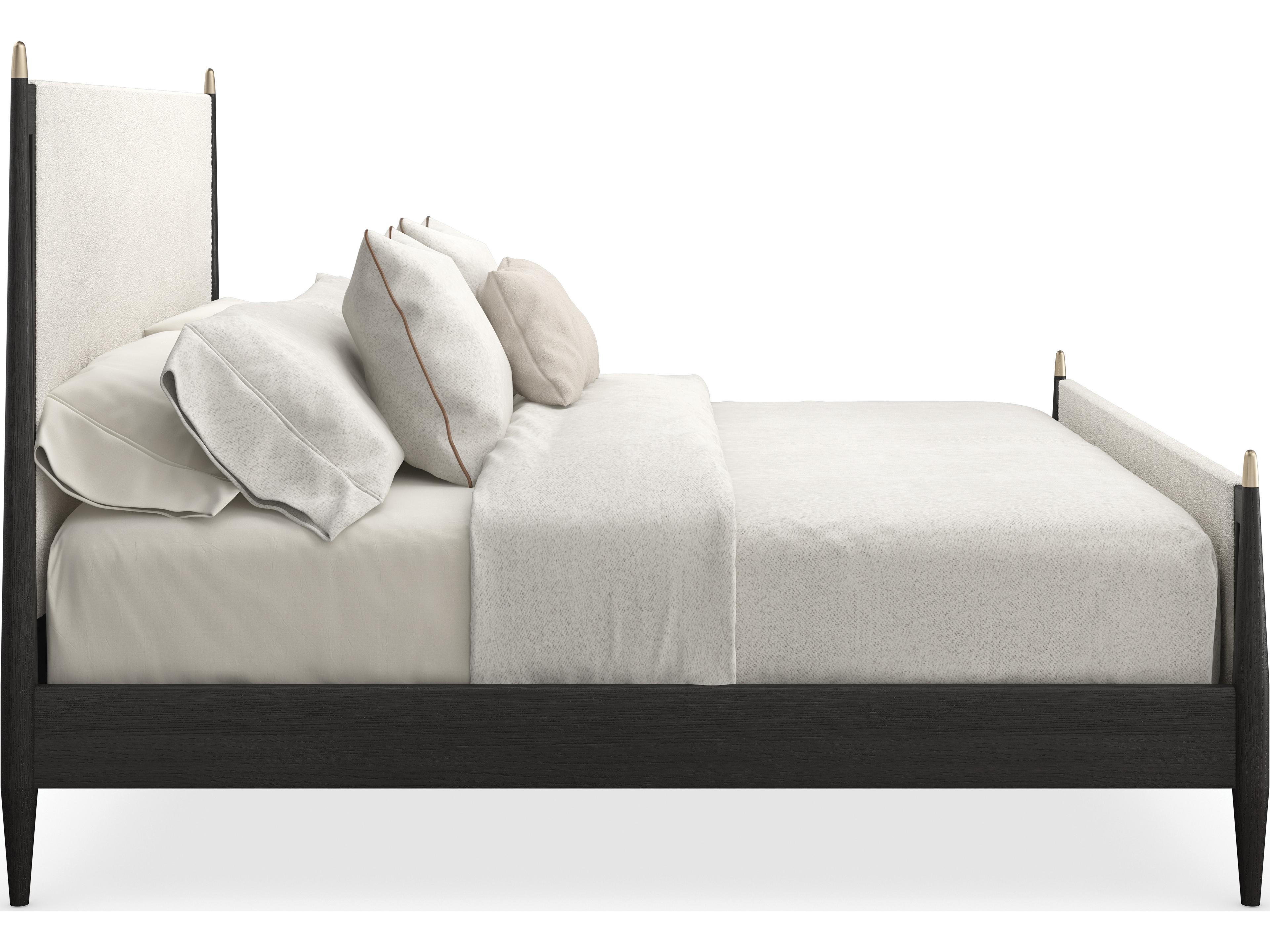 Caracole Black Stained Ash Wood King Panel Bed