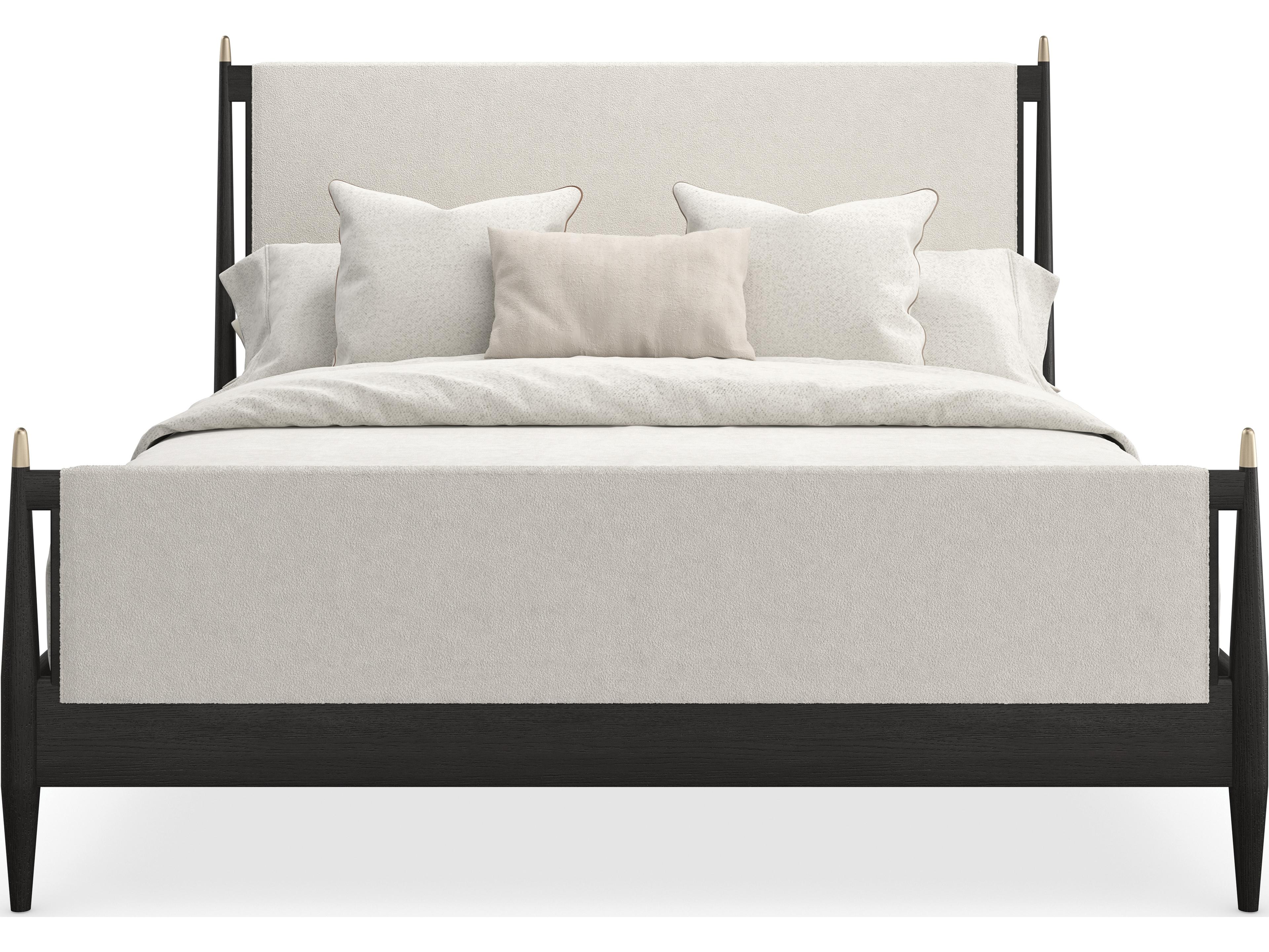 Caracole Black Stained Ash Wood King Panel Bed