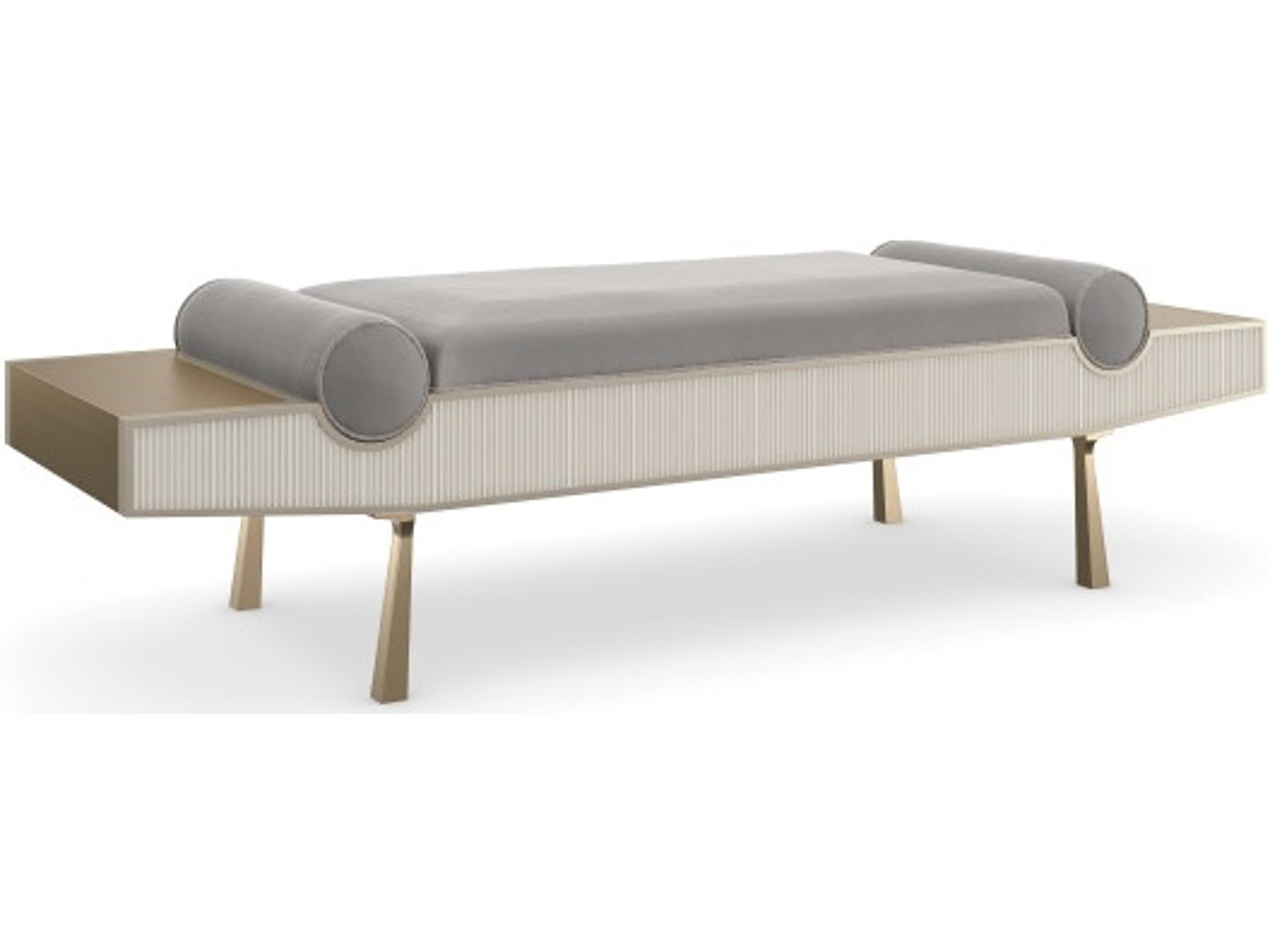Almond Milk Gray Upholstered Accent Bench