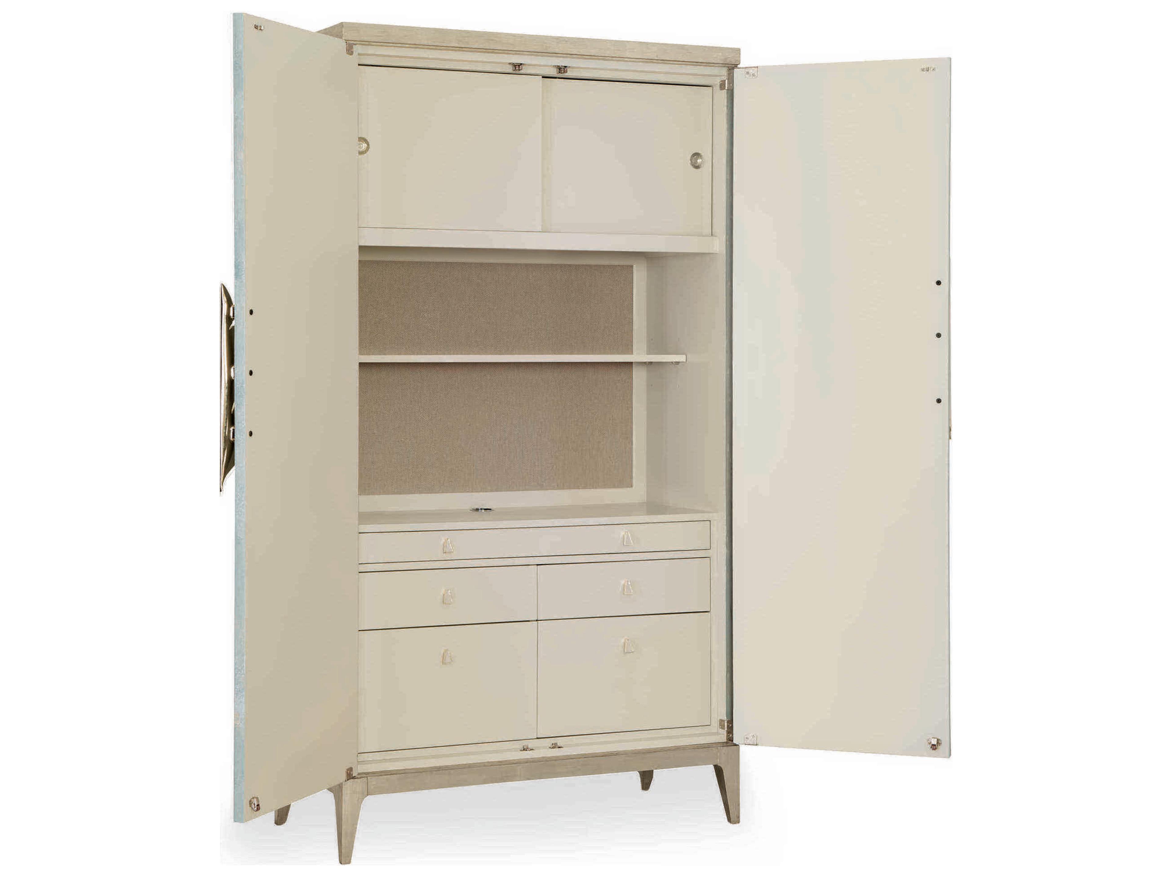 Caracole Classic Watercolours Aqua Green Armoire Desk with Leaf Motif