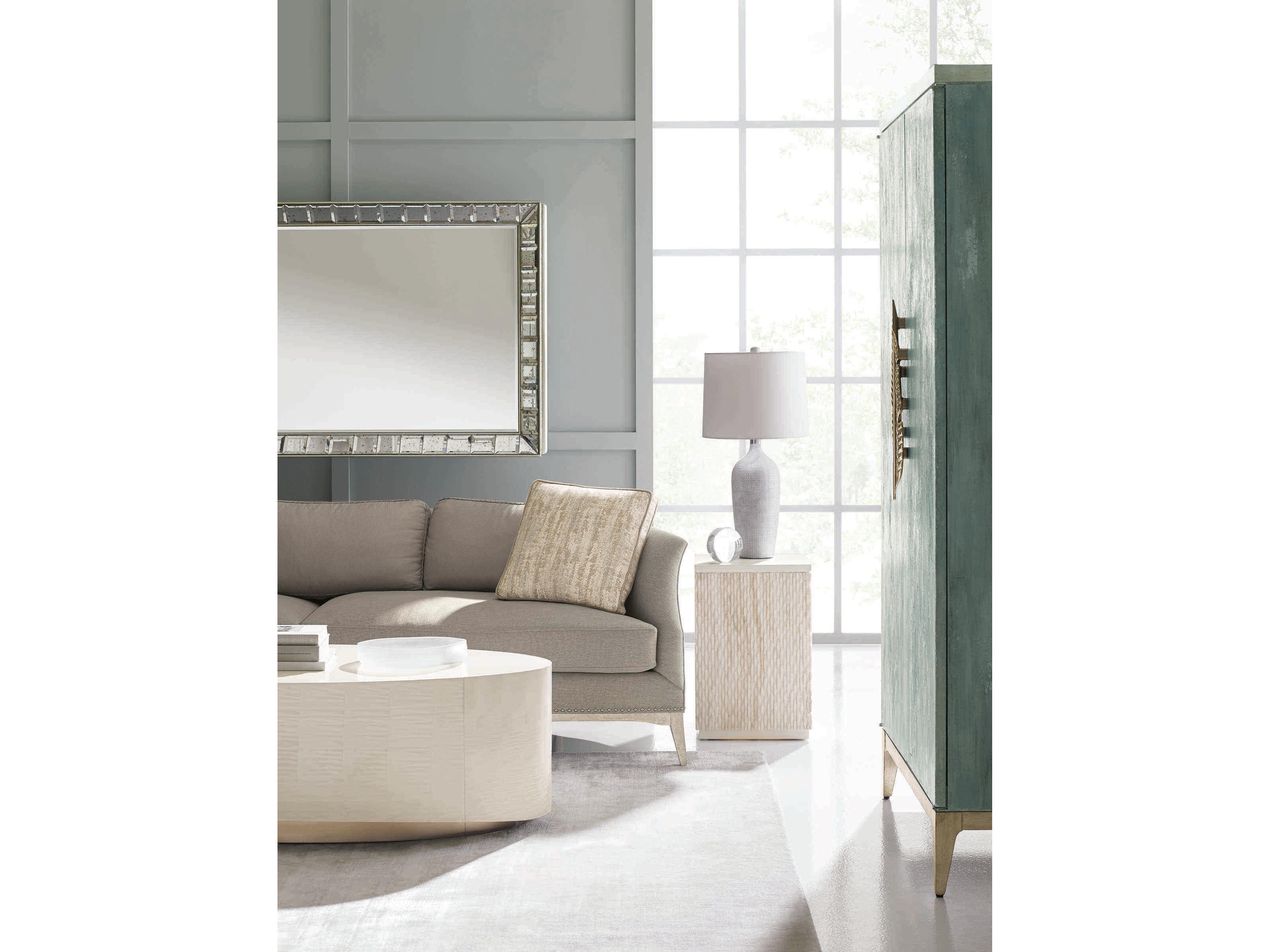 Caracole Classic Watercolours Aqua Green Armoire Desk with Leaf Motif