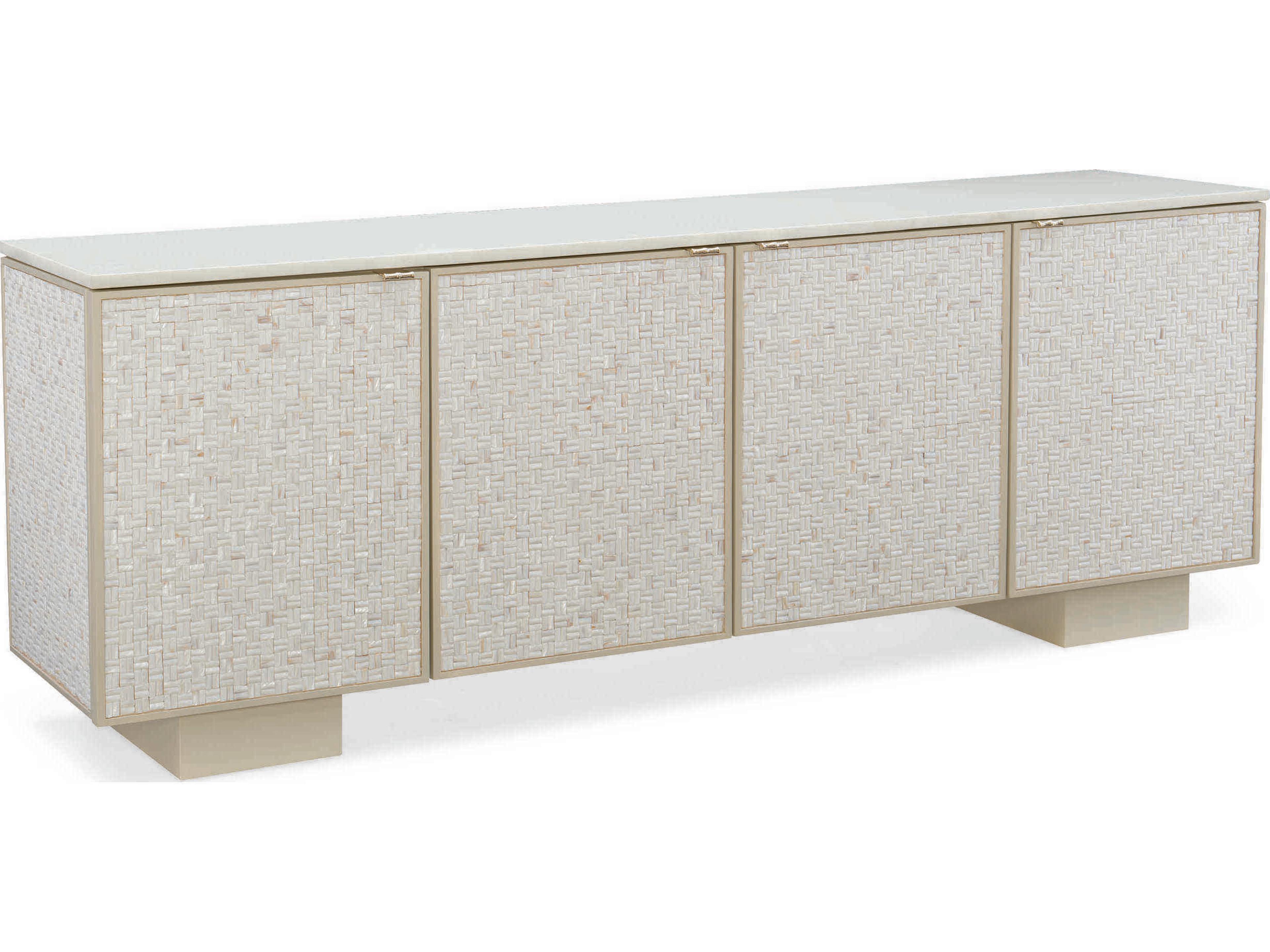Caracole Classic Bomb-Shell 77" Four Door Buffet with Pearl Shell