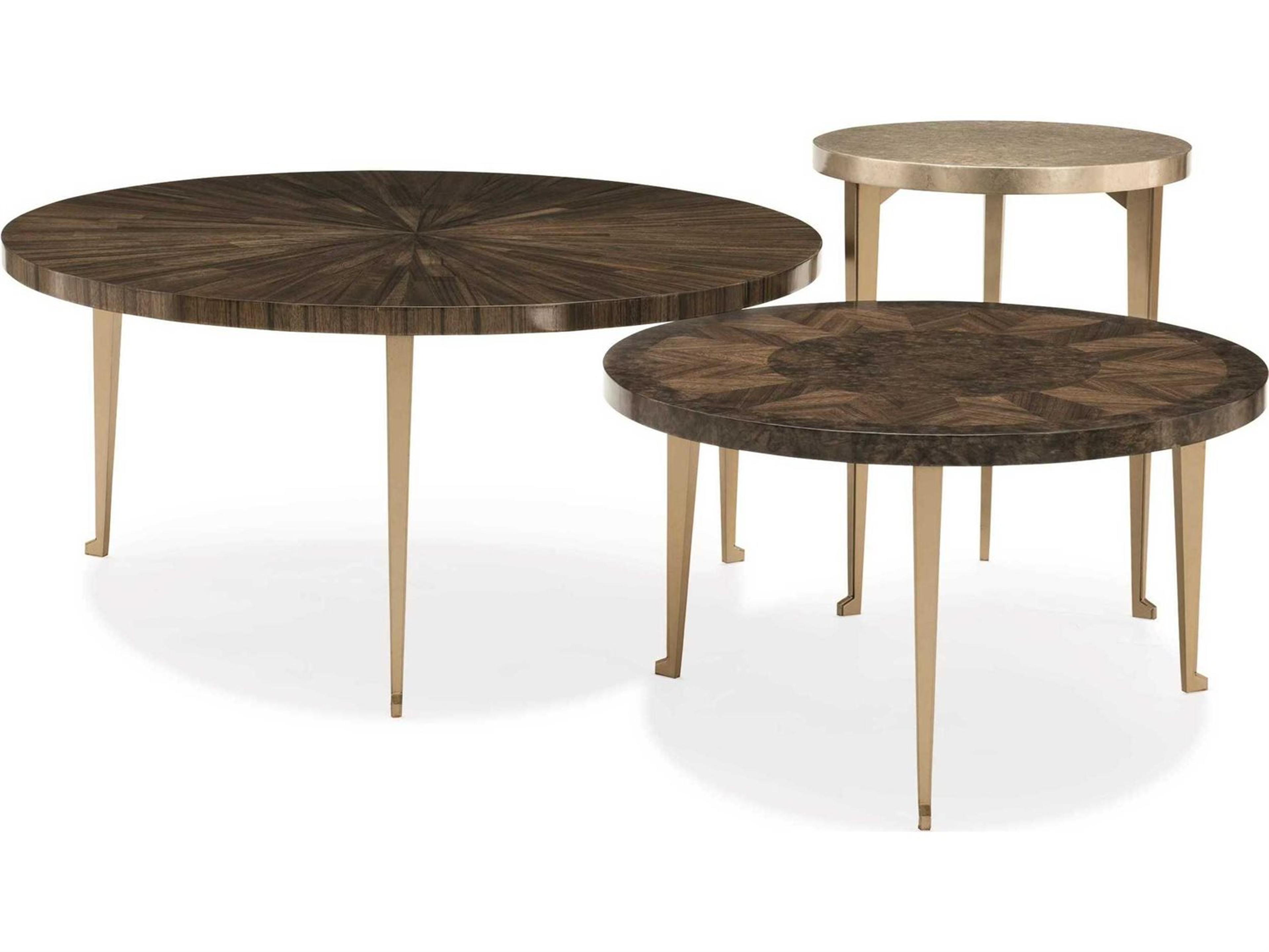 Caracole Classic Honey Bunch Round Golden Blonde Leaf Shimmer End Table