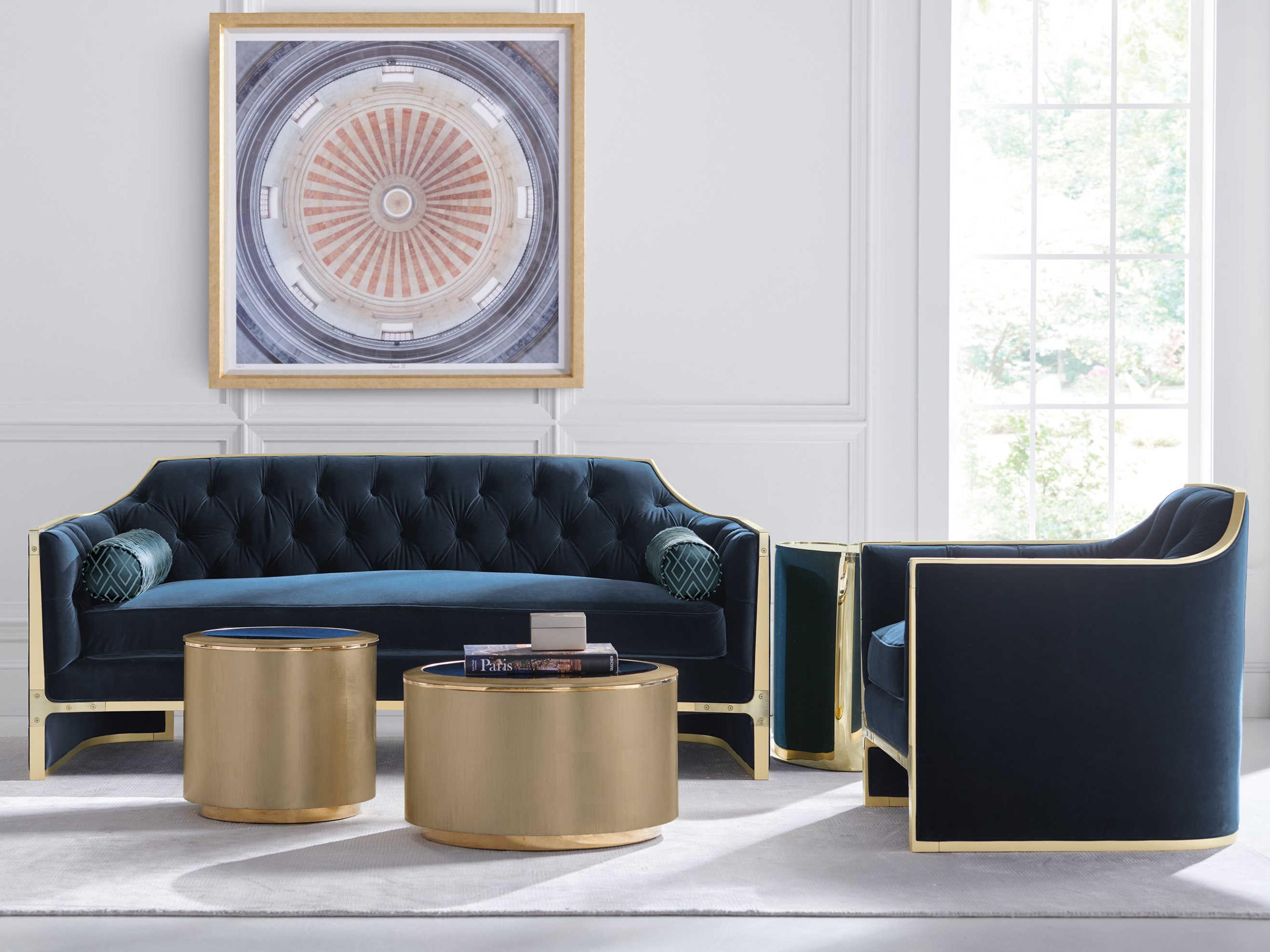 Caracole Classic All Around Living Round Auric Gold Bullion Coffee Table