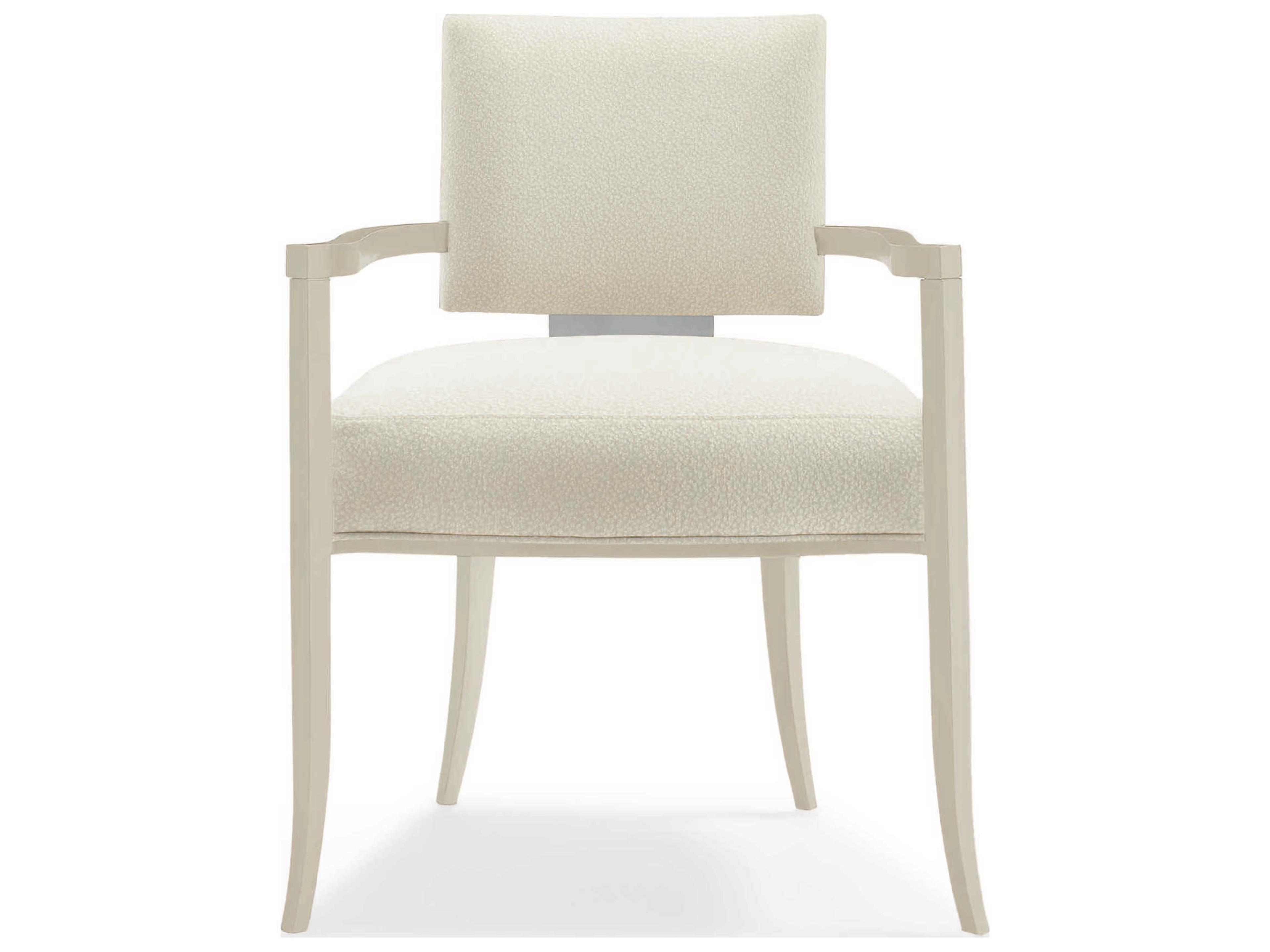 Caracole Classic Reserved Seating White Upholstered Arm Dining Chair