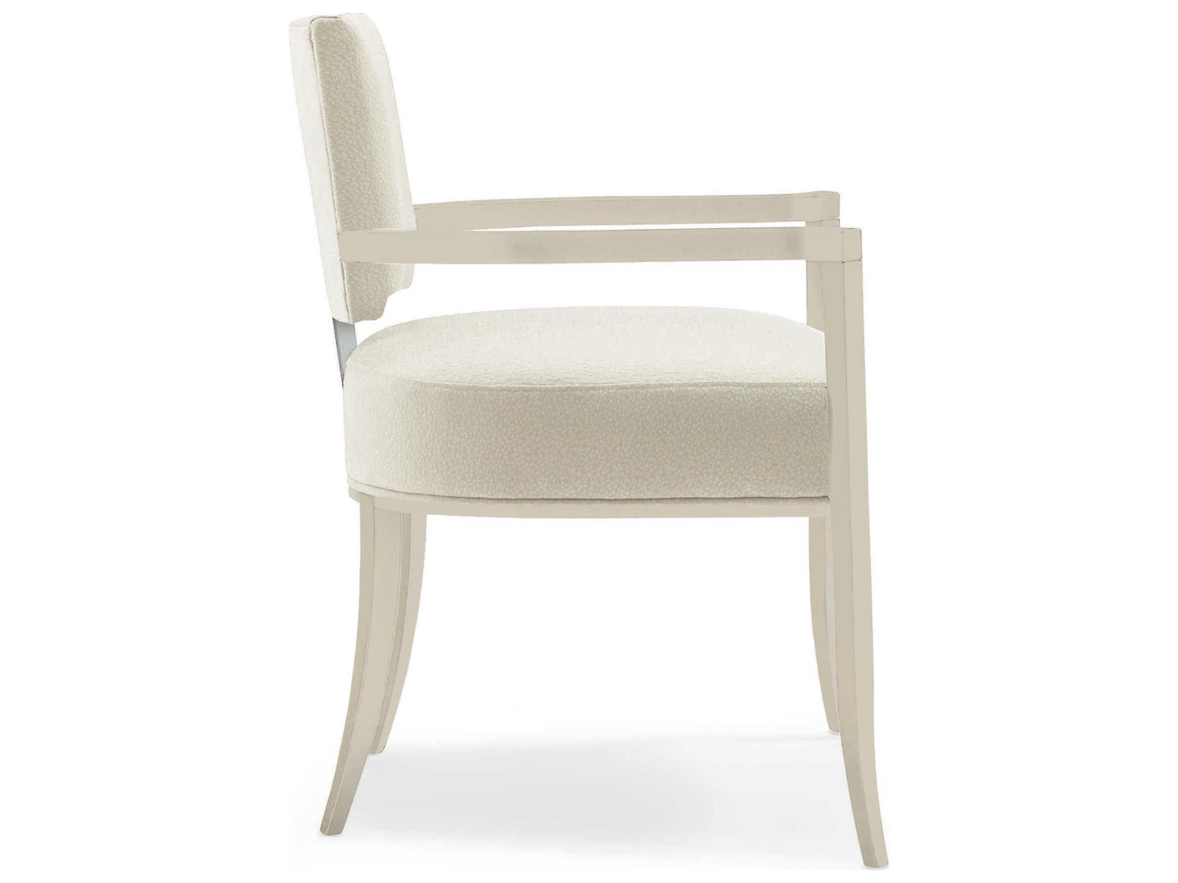 Caracole Classic Reserved Seating White Upholstered Arm Dining Chair