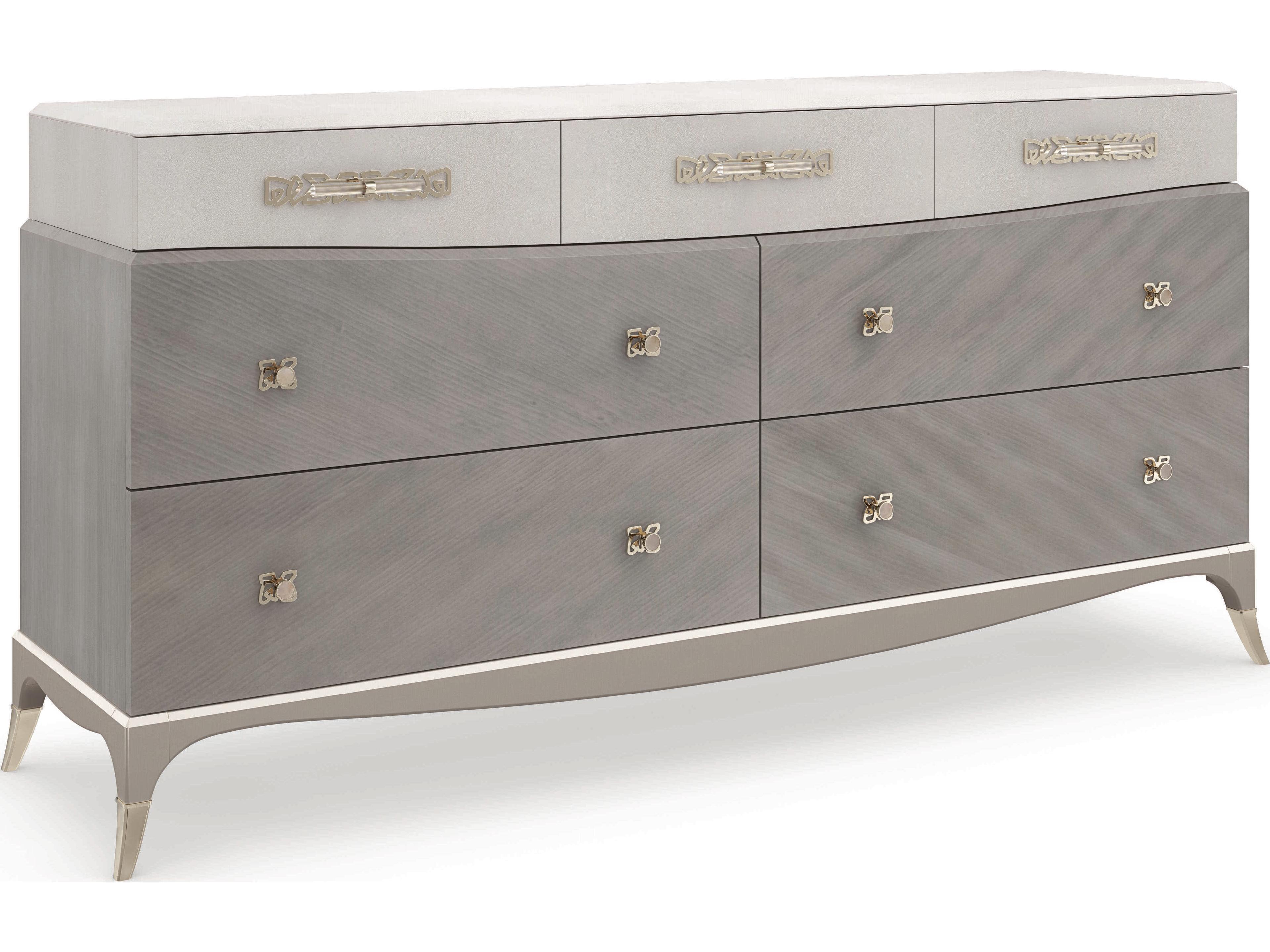 Tempo 7-Drawer Dresser with Faux Shagreen and Metal Ferrules