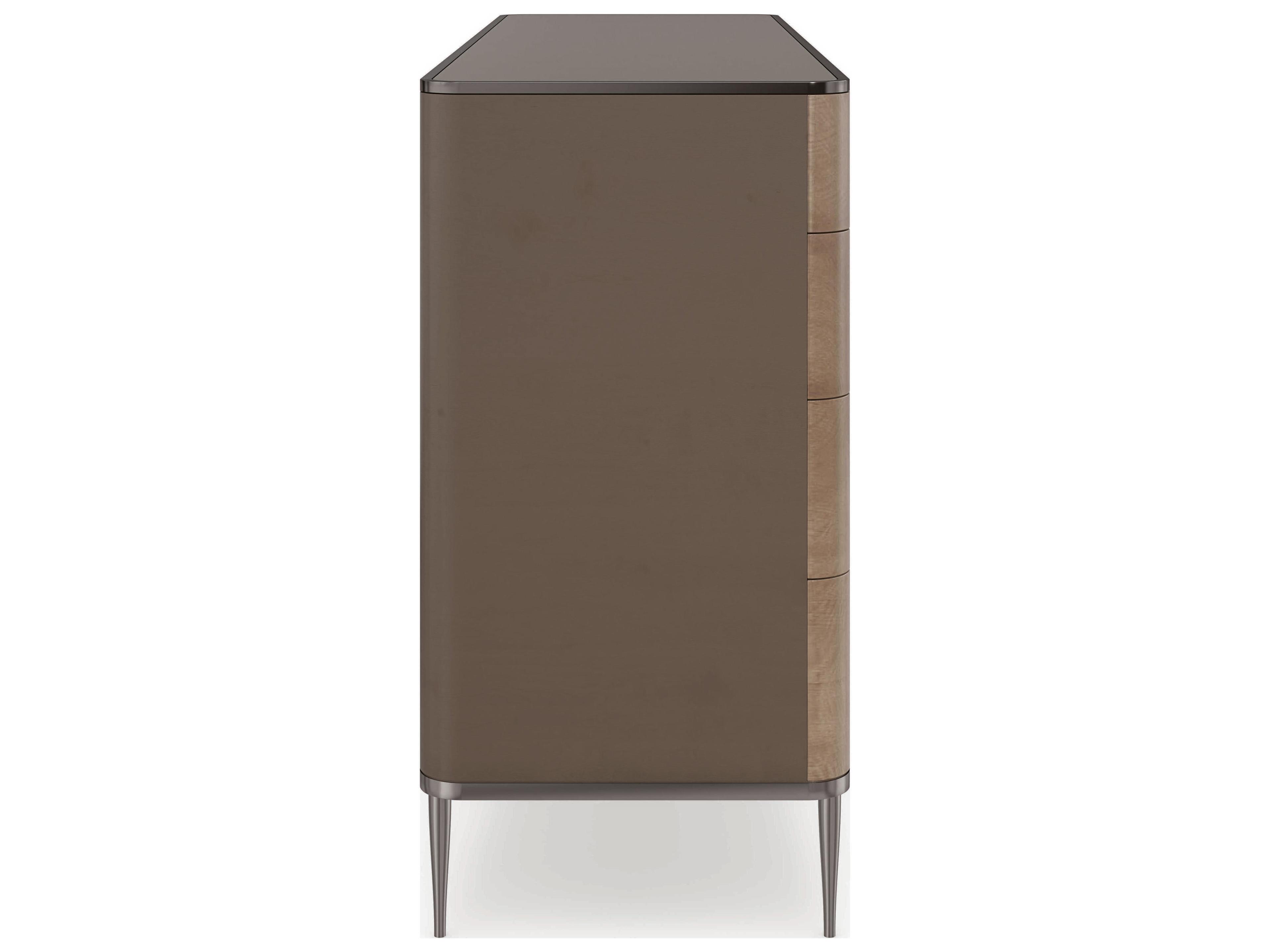 Caracole Classic Prism 8-Drawers Brown Birch Wood Double Dresser