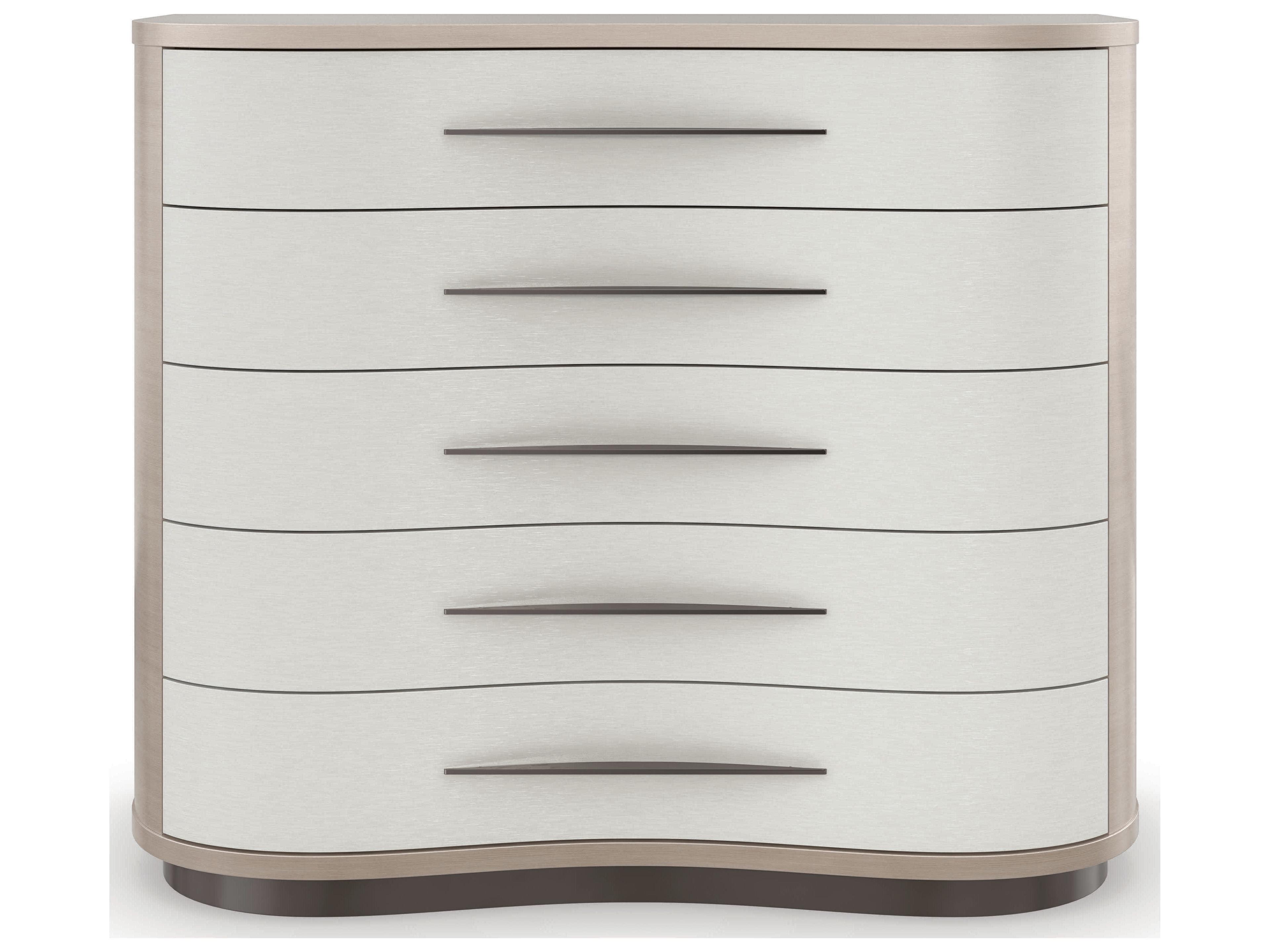 Caracole Classic Meandrous 5-Drawers Beige Birch Wood Dresser