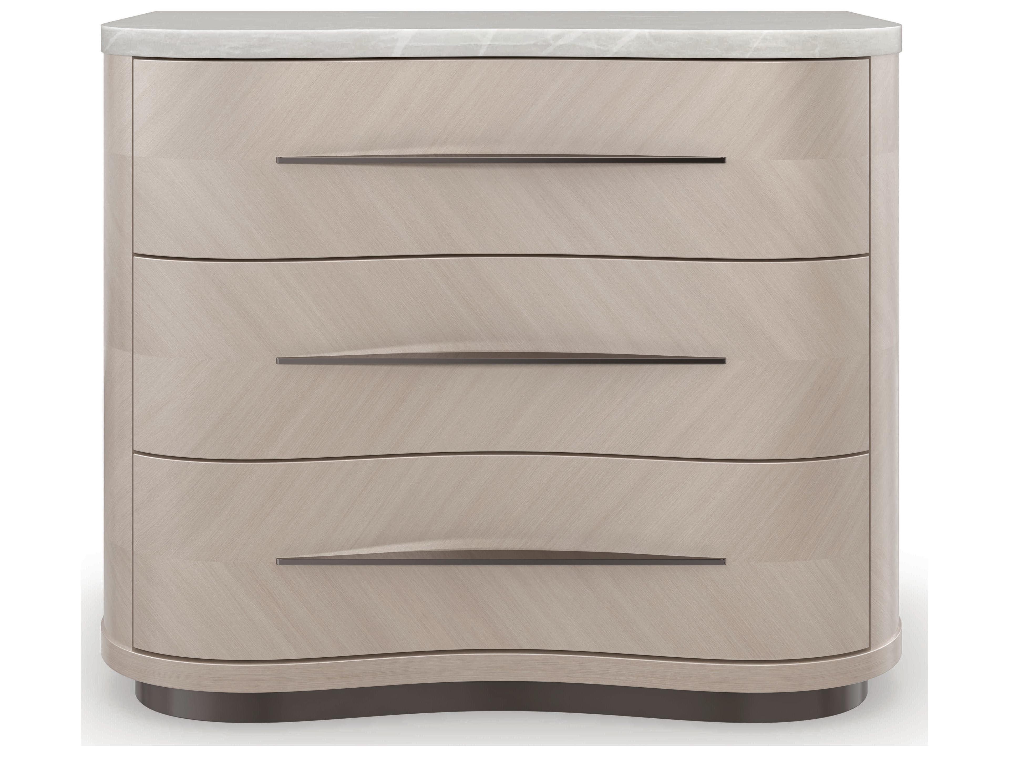 Caracole Classic Nomadic 3-Drawers Silver Birch Wood Nightstand