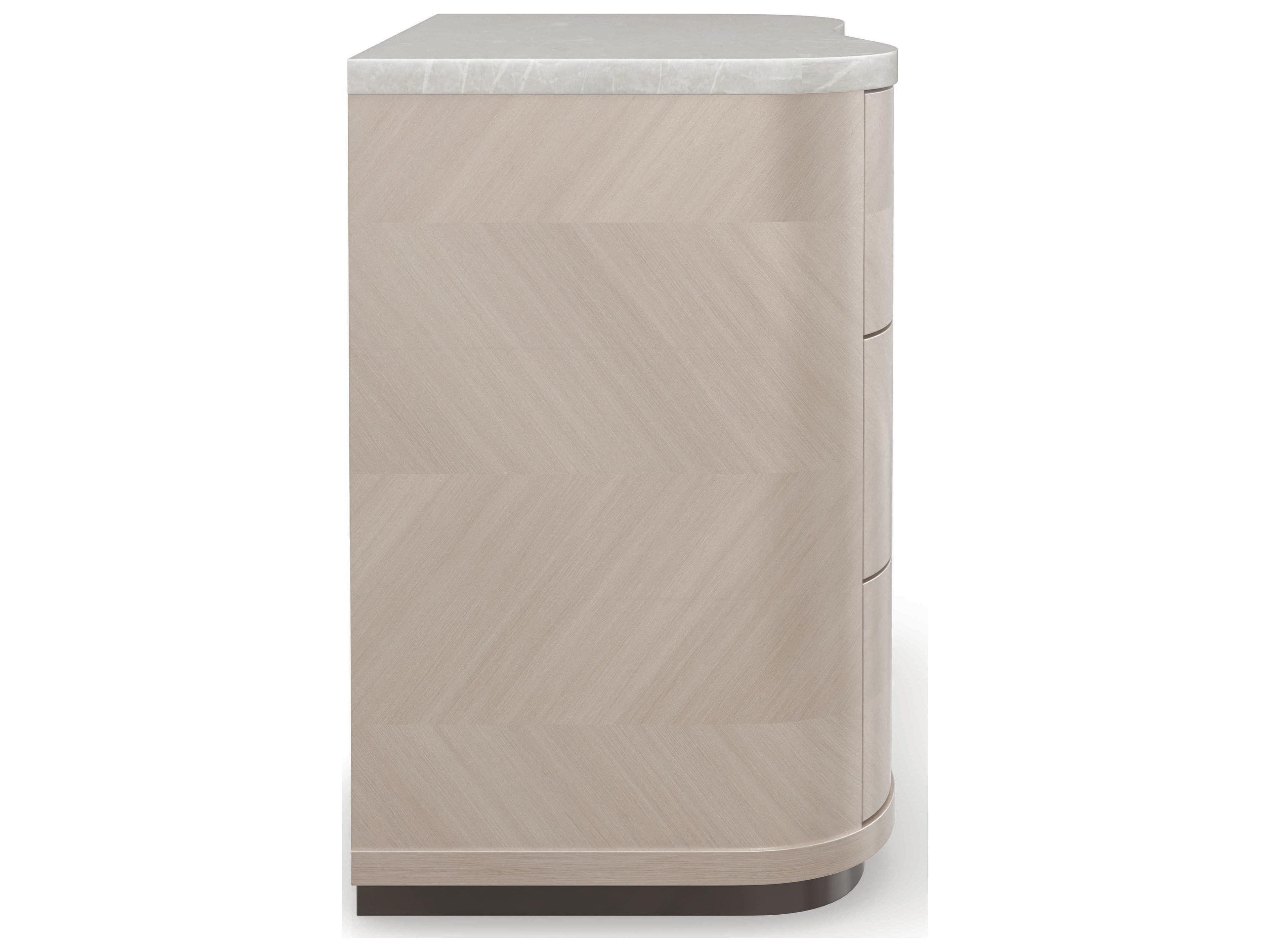 Caracole Classic Nomadic 3-Drawers Silver Birch Wood Nightstand