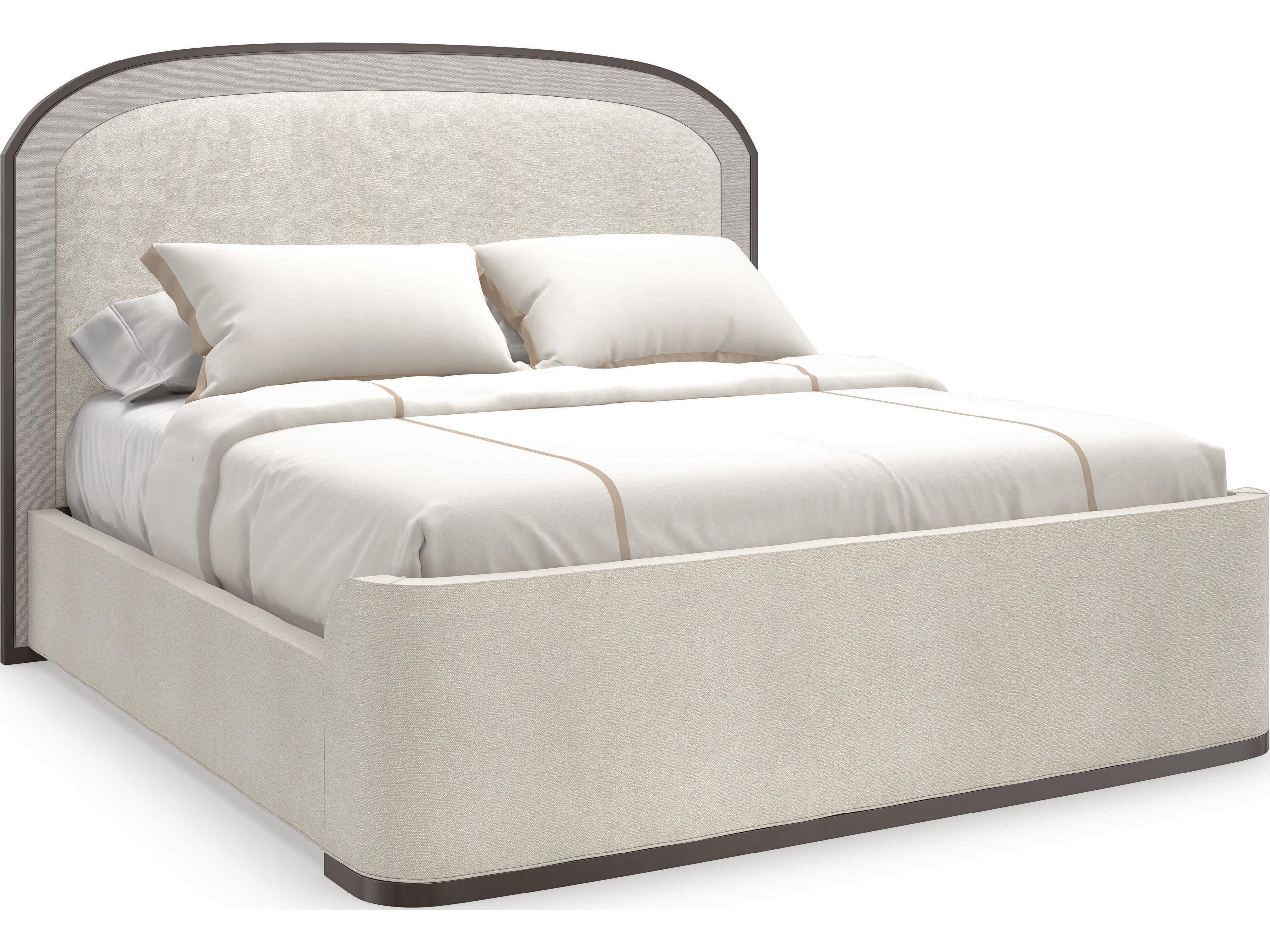 Caracole Classic Wanderlust Beige Birch Wood Upholstered Queen Panel Bed