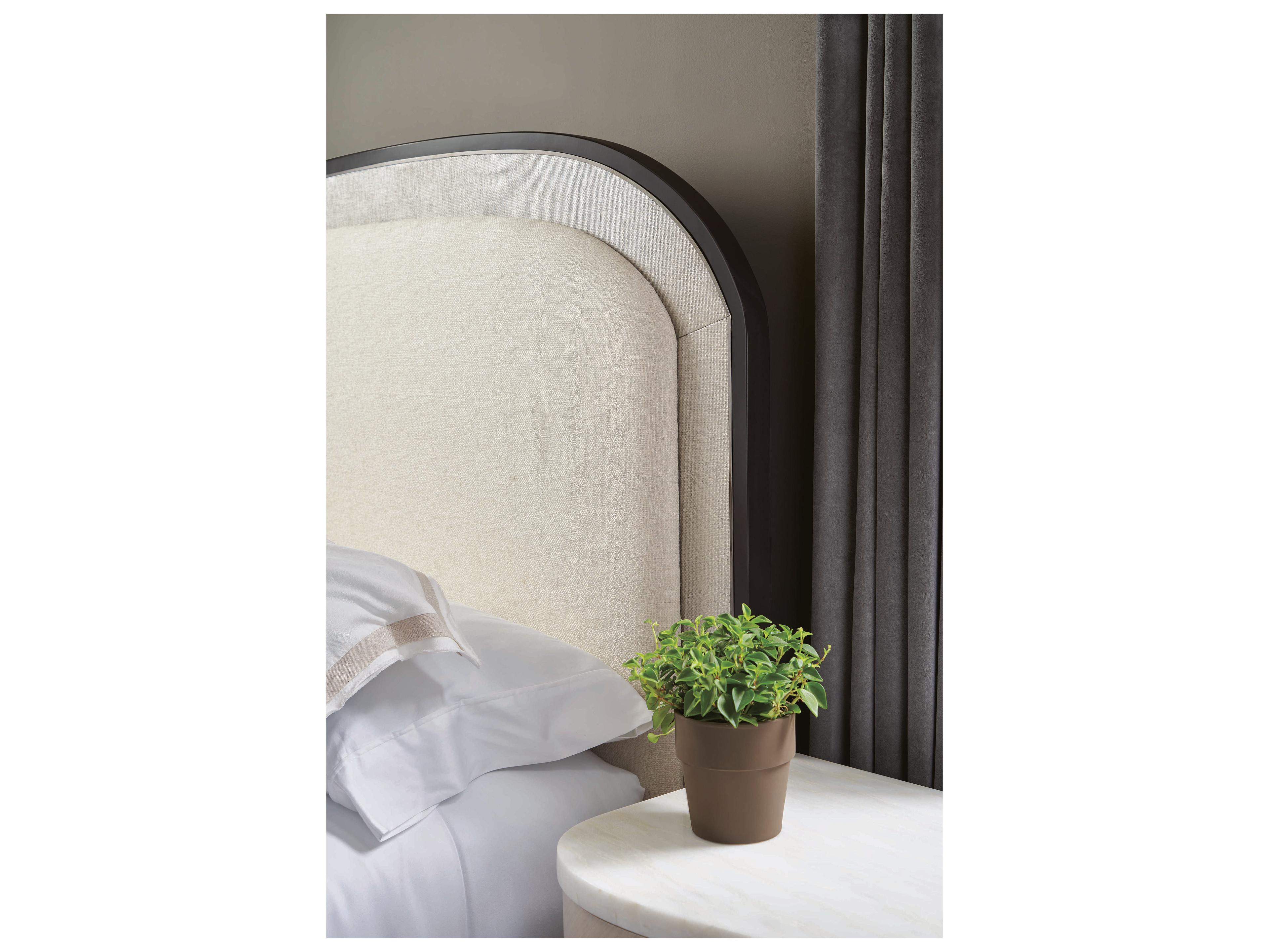 Caracole Classic Wanderlust Beige Birch Wood Upholstered Queen Panel Bed