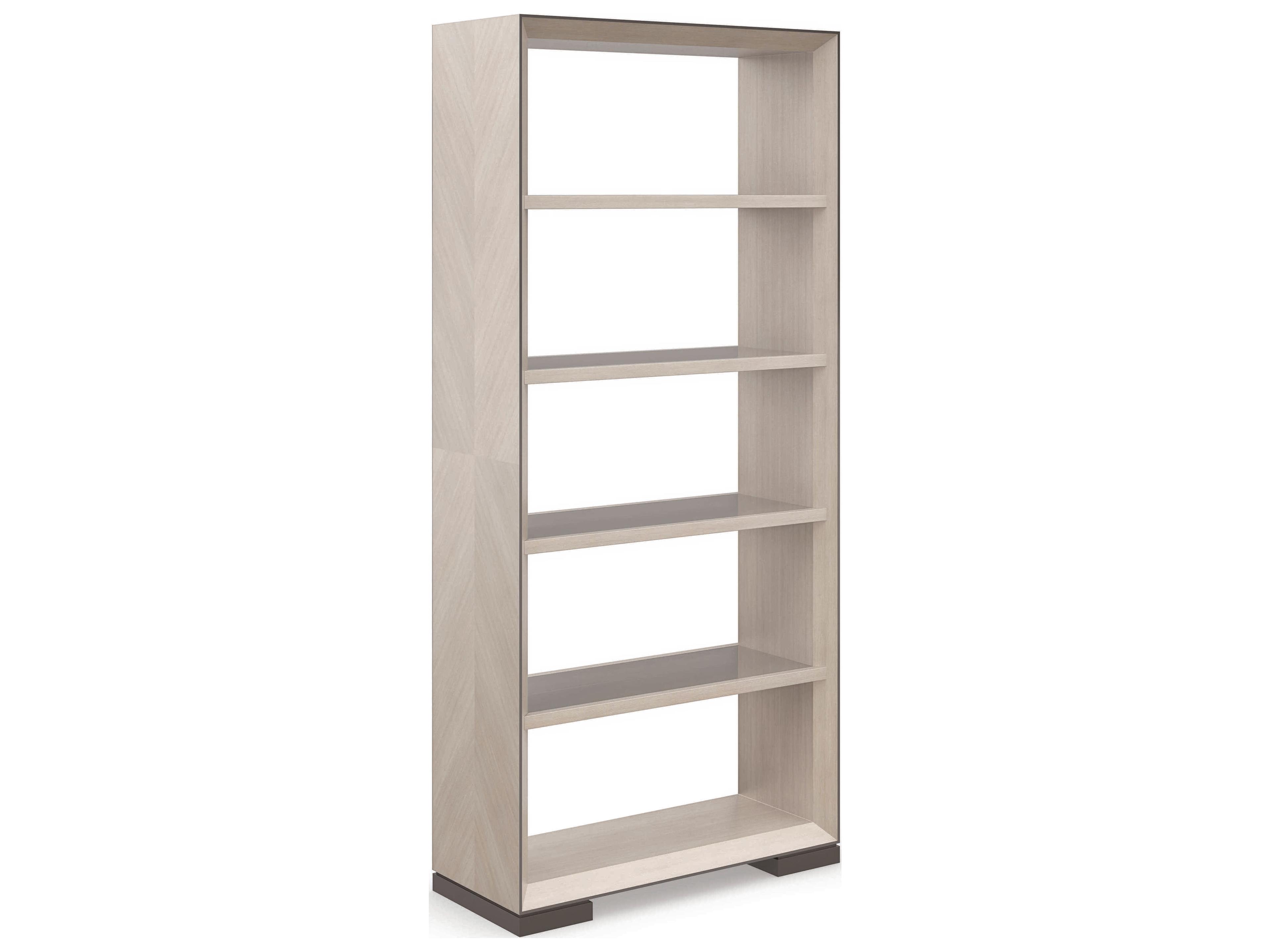 High Rise Bookcase in Moonstone and Deep Bronze with Bronze Glass Shelves