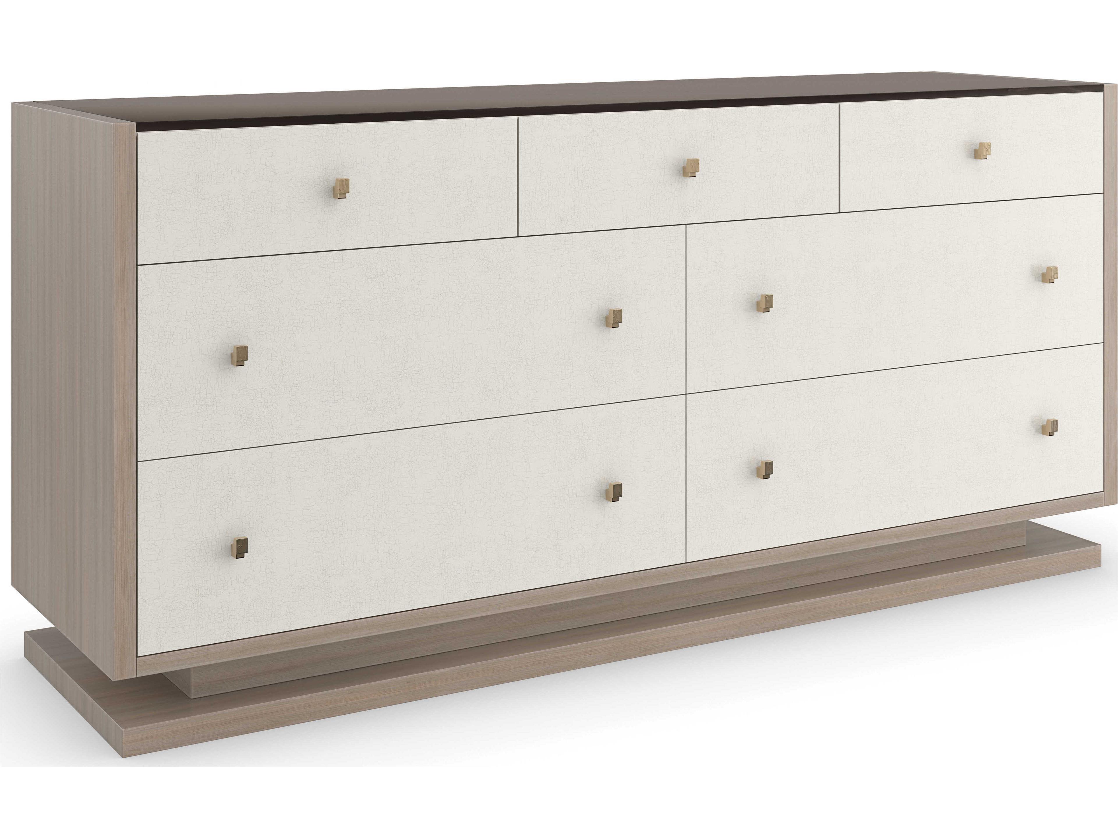 Classic Calypso 7-Drawers White Poplar Wood Double Dresser