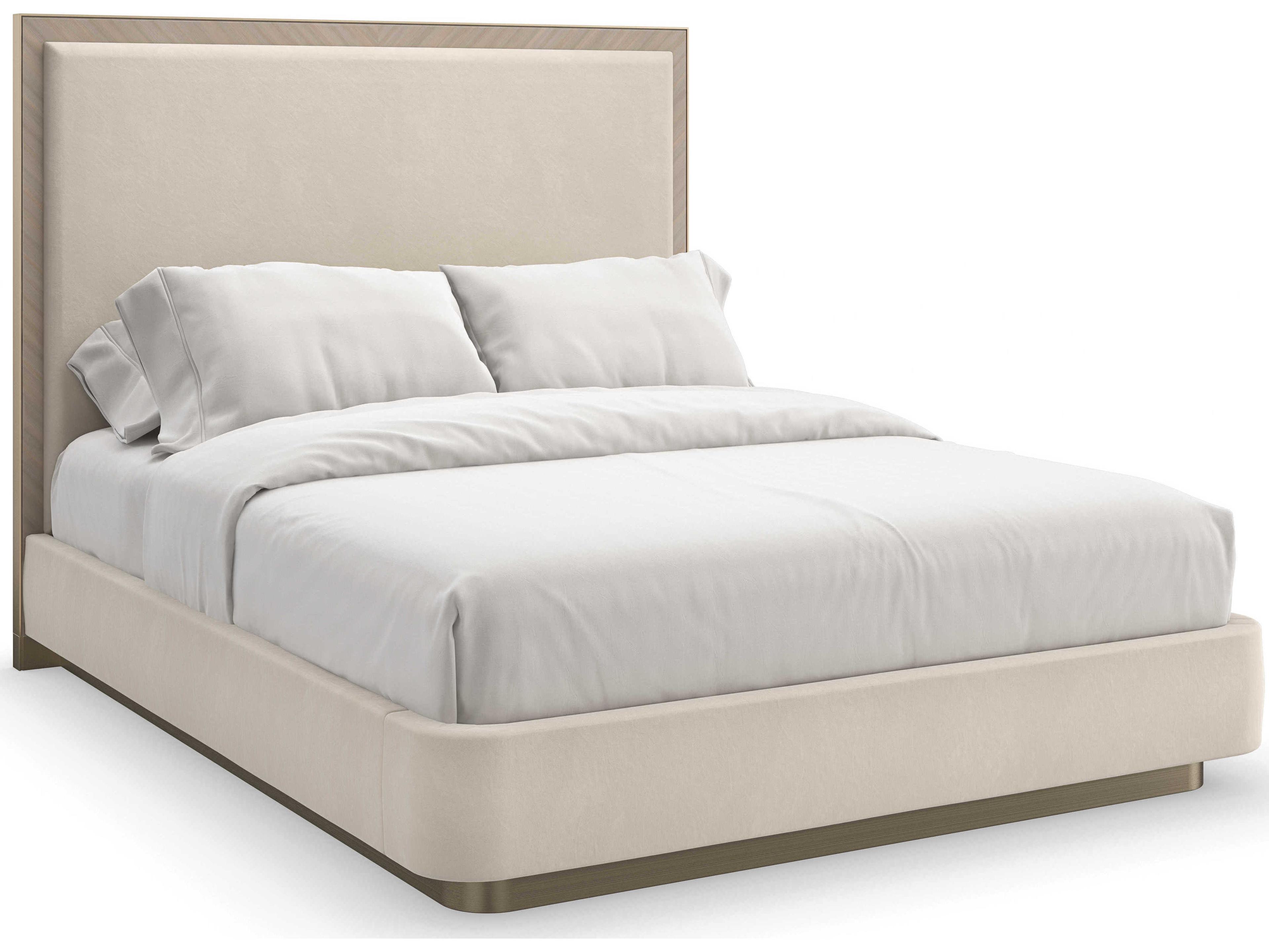 Classic Anthology Dry Martini White Beech Wood Upholstered Queen Platform Bed