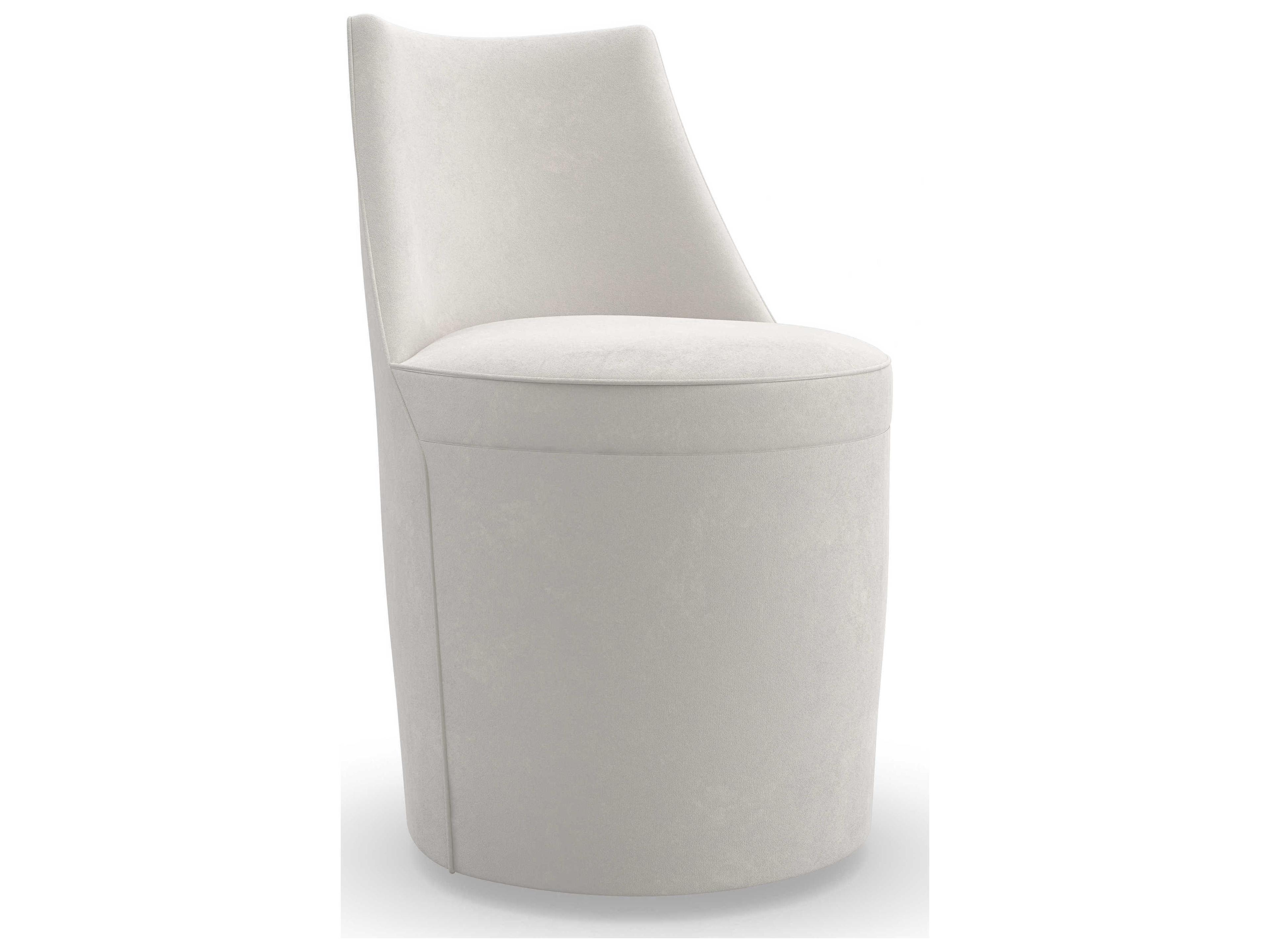 Classic Barrel Roll White Upholstered Side Dining Chair