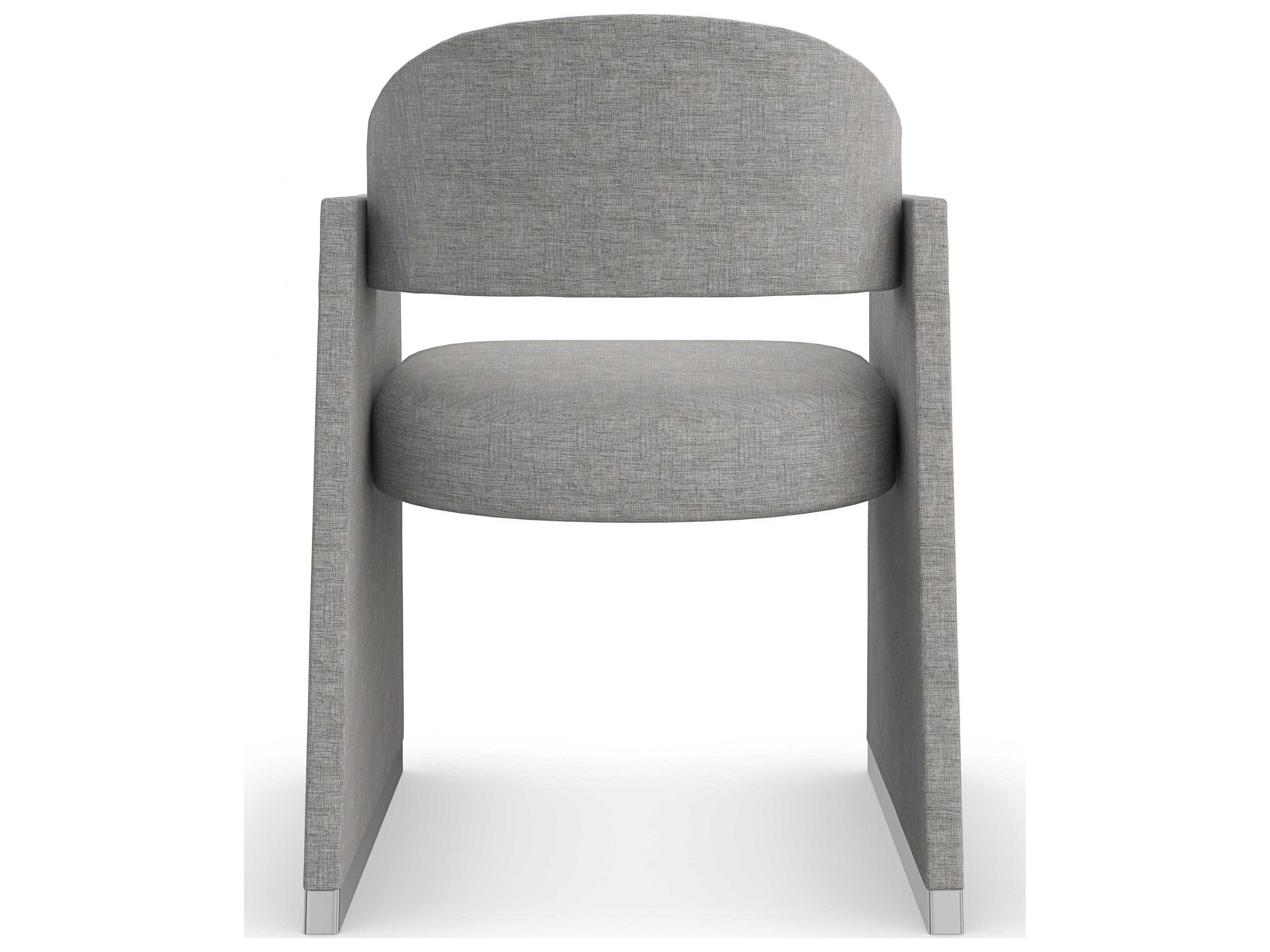 Caracole Classic Polish Off Gray Upholstered Arm Dining Chair