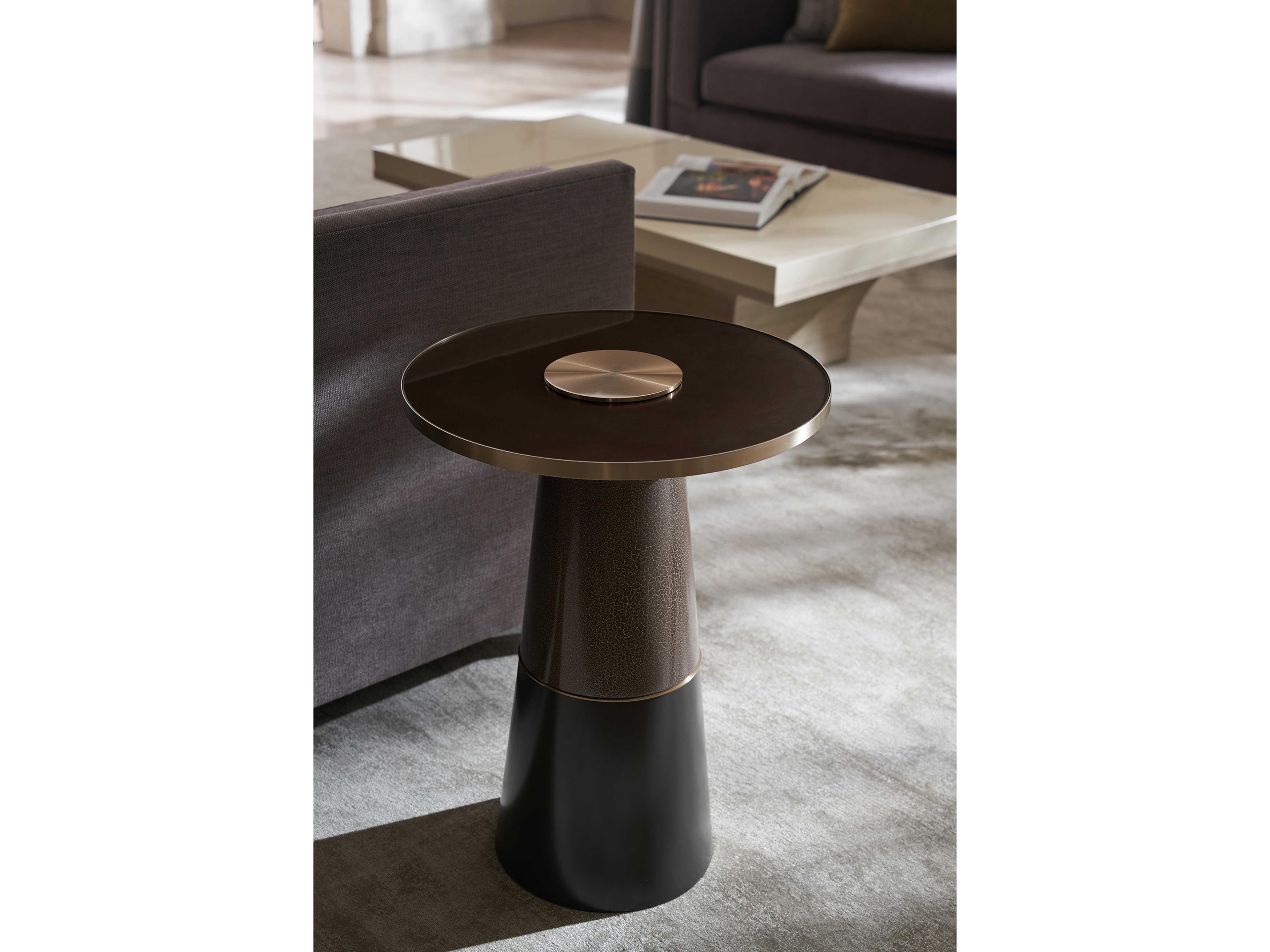 Caracole Classic Aperture Round Glass Winter Frost End Table