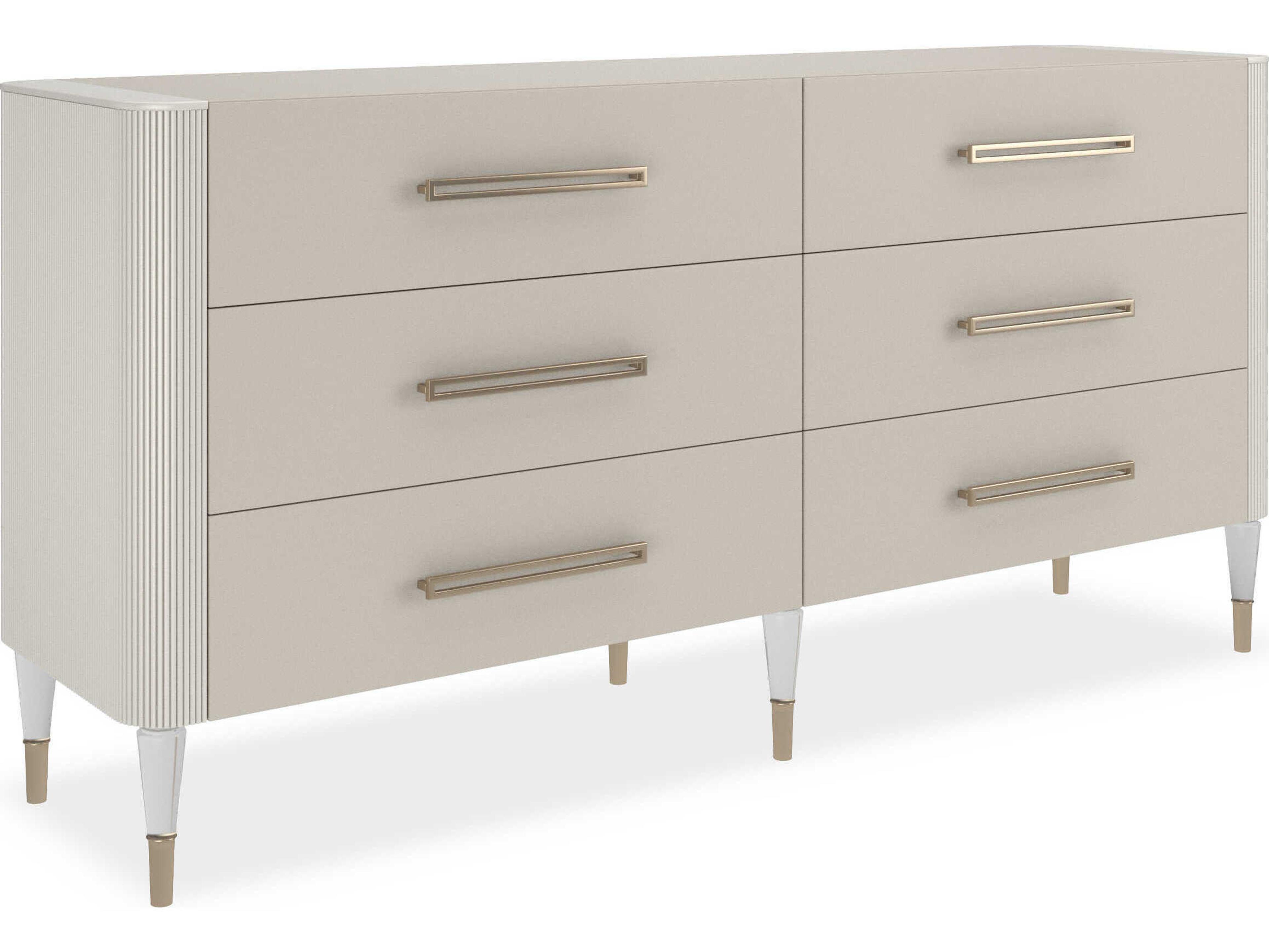 Caracole Classic Love It 6-Drawers Beige Birch Wood Double Dresser