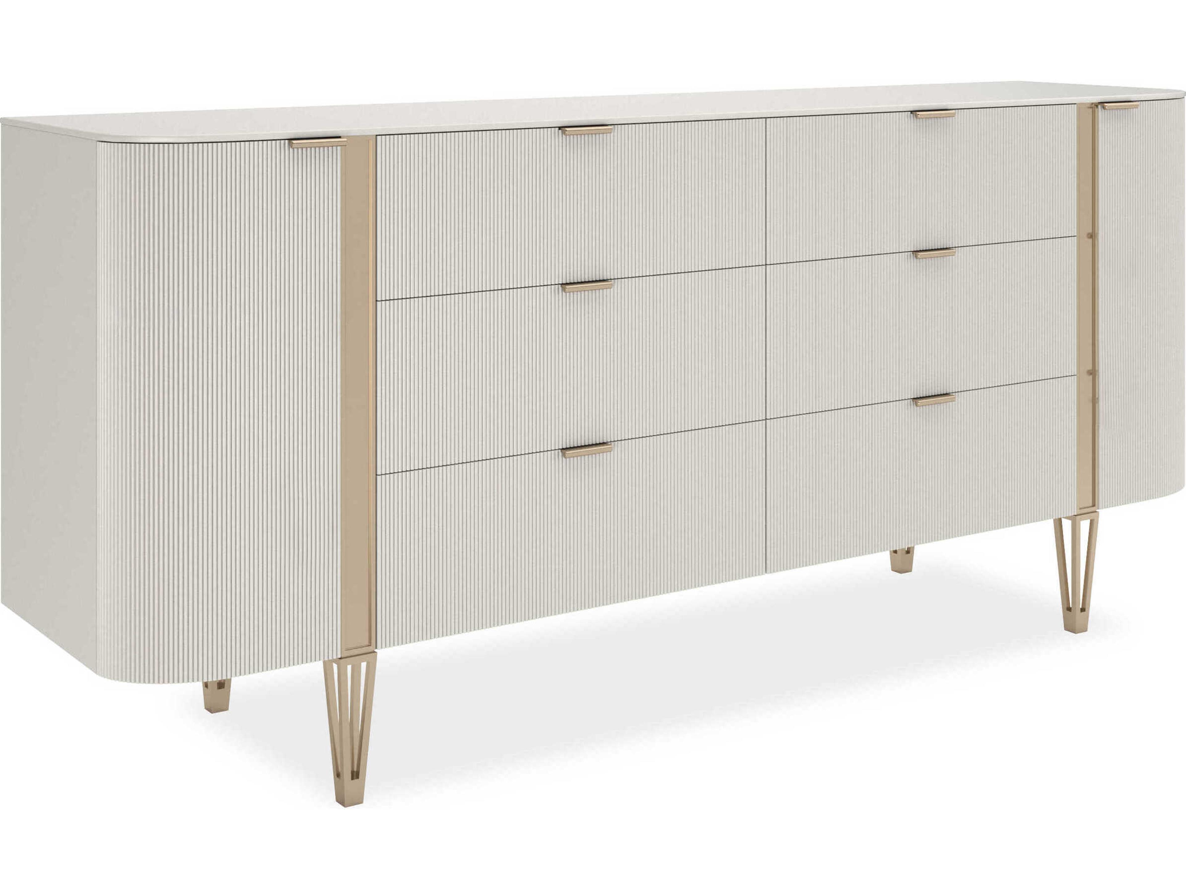 Classic Love At First Sight 6-Drawers White Birch Wood Double Dresser