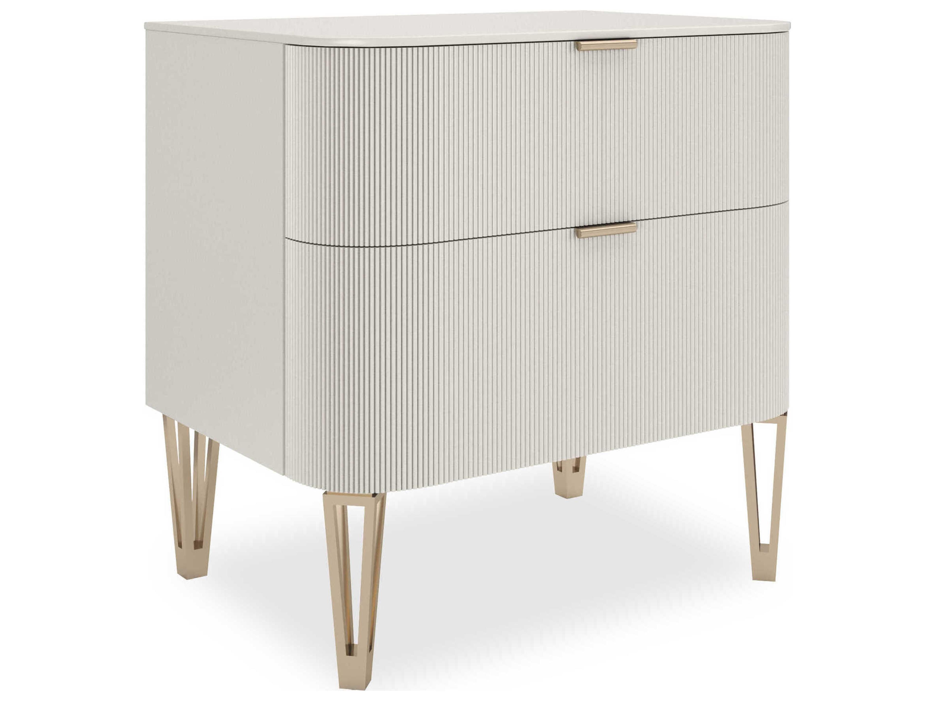 Caracole Classic True Love 2-Drawers Gray Birch Wood Nightstand