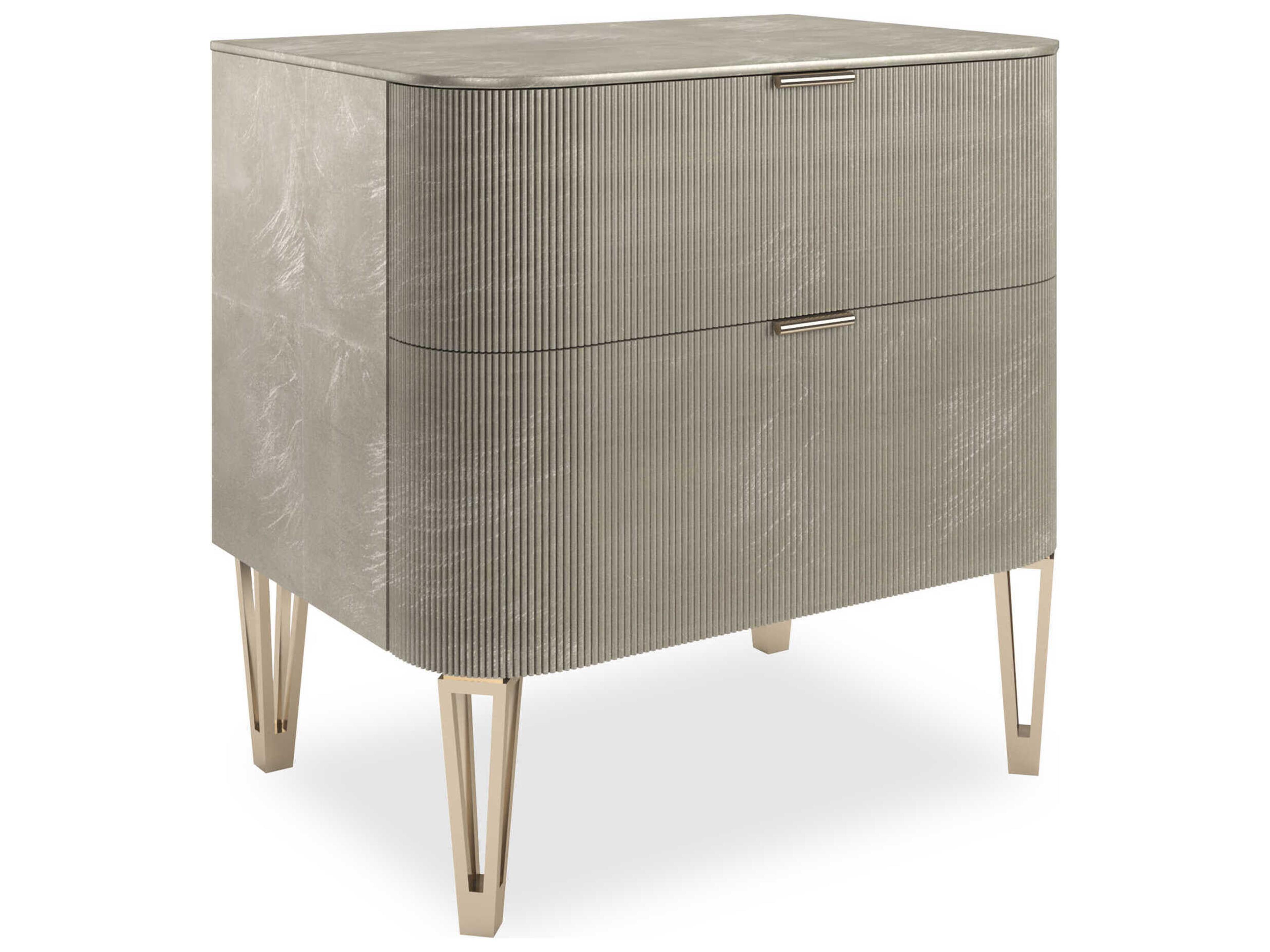 Caracole Classic True Love 2-Drawers Gray Birch Wood Nightstand