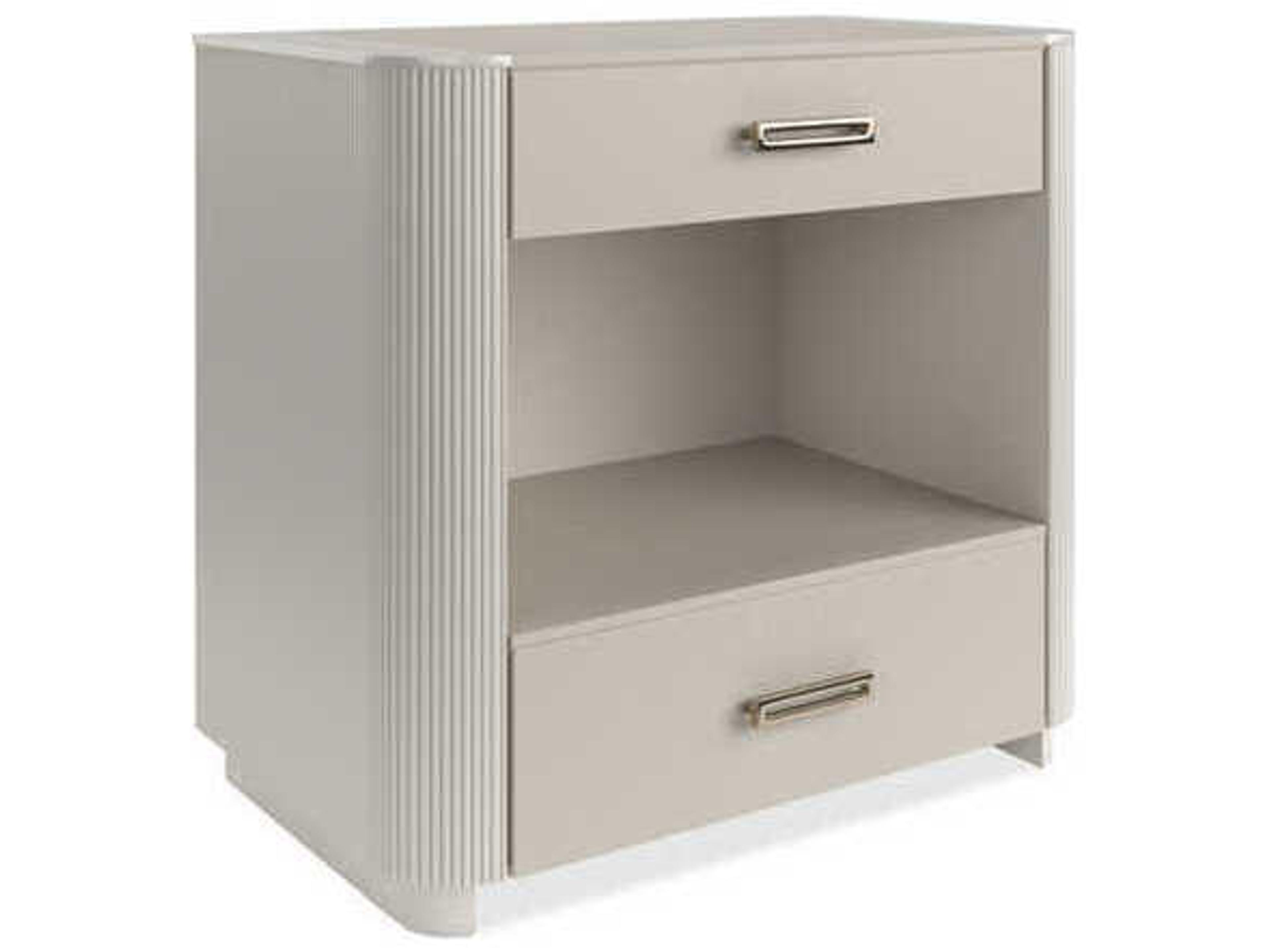 Caracole Classic 2-Drawers Gray Birch Wood Nightstand